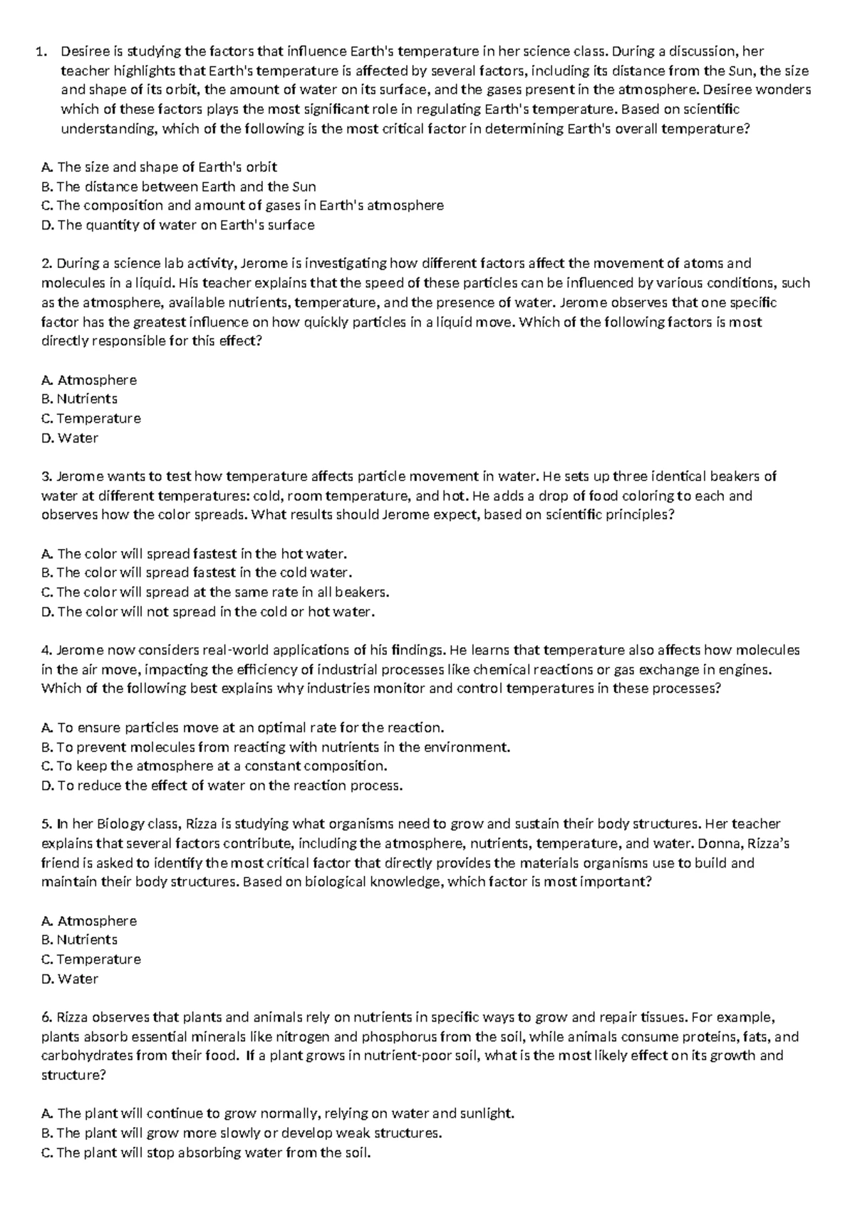 PISA Quiz Questions: Water Cleaning & Tobacco Effects Analysis - Studocu