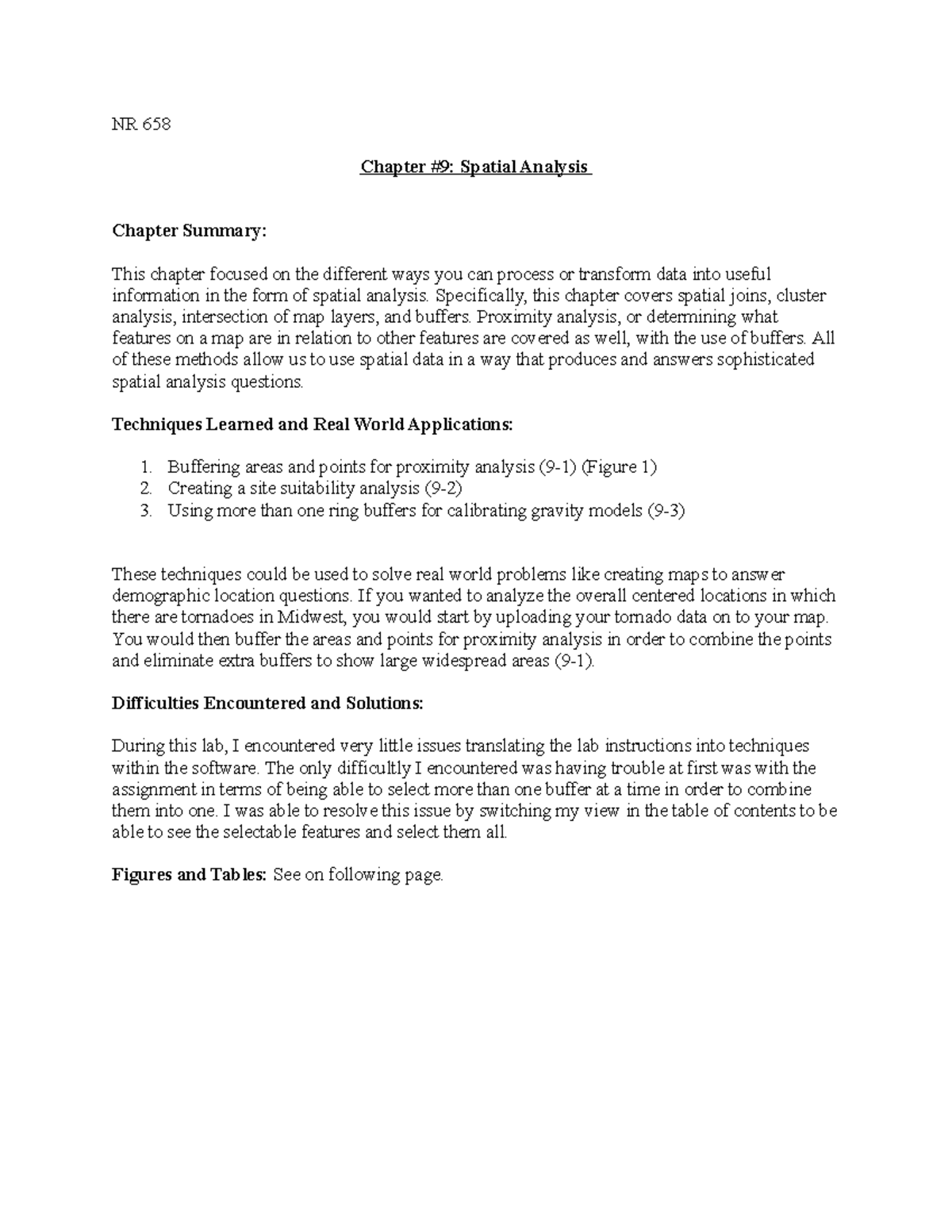 GIS Lab Assignment NR 658: Spatial Analysis Techniques Summary - Studocu