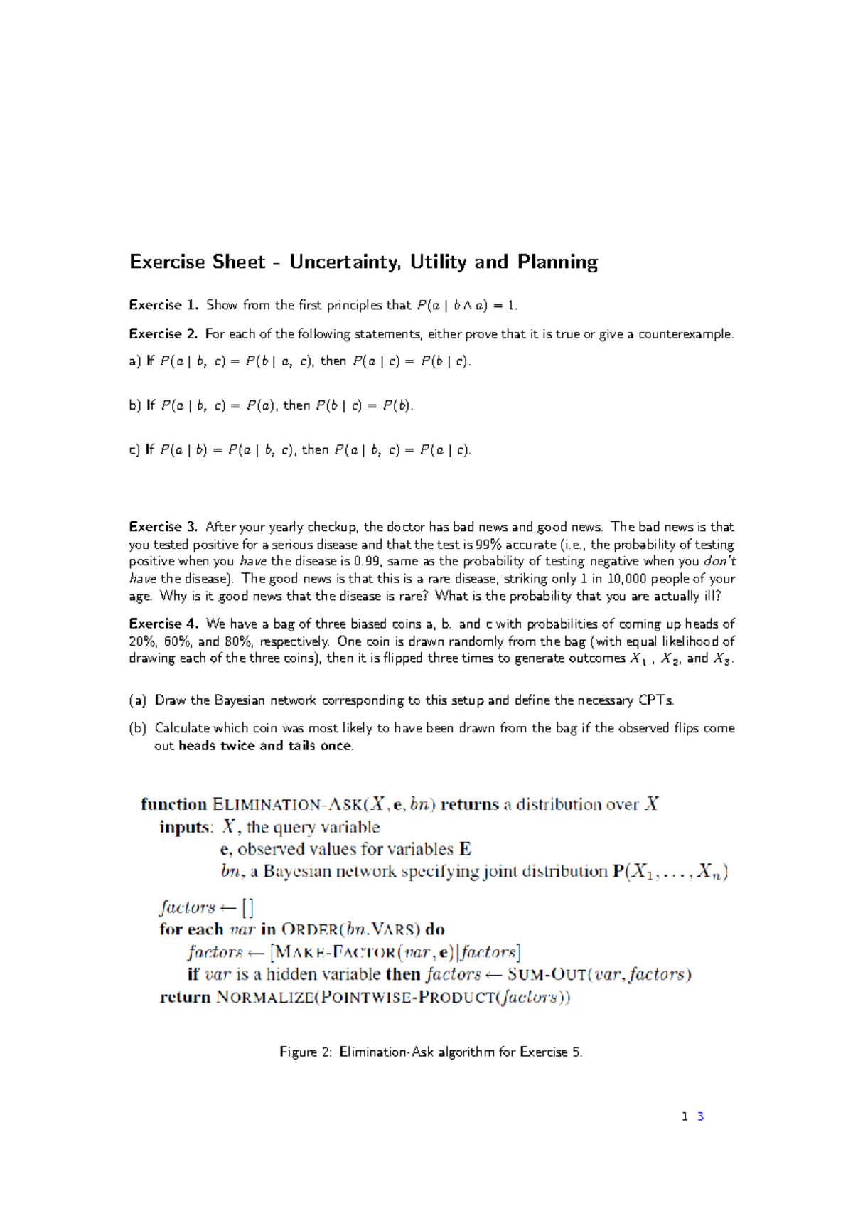 Exercise Sheet - Week 03: Uncertainty & Utility Analysis - Studeersnel