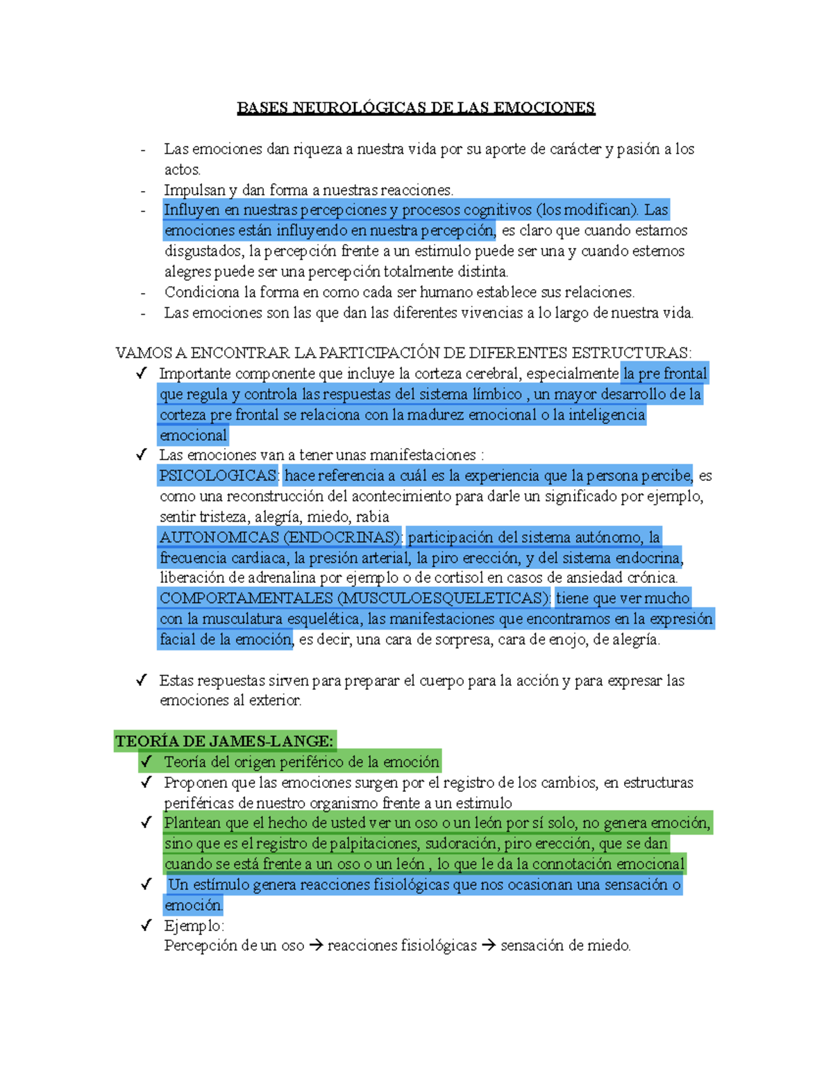 Bases Biologicas de las Emociones - BASES DE LAS EMOCIONES Las ...