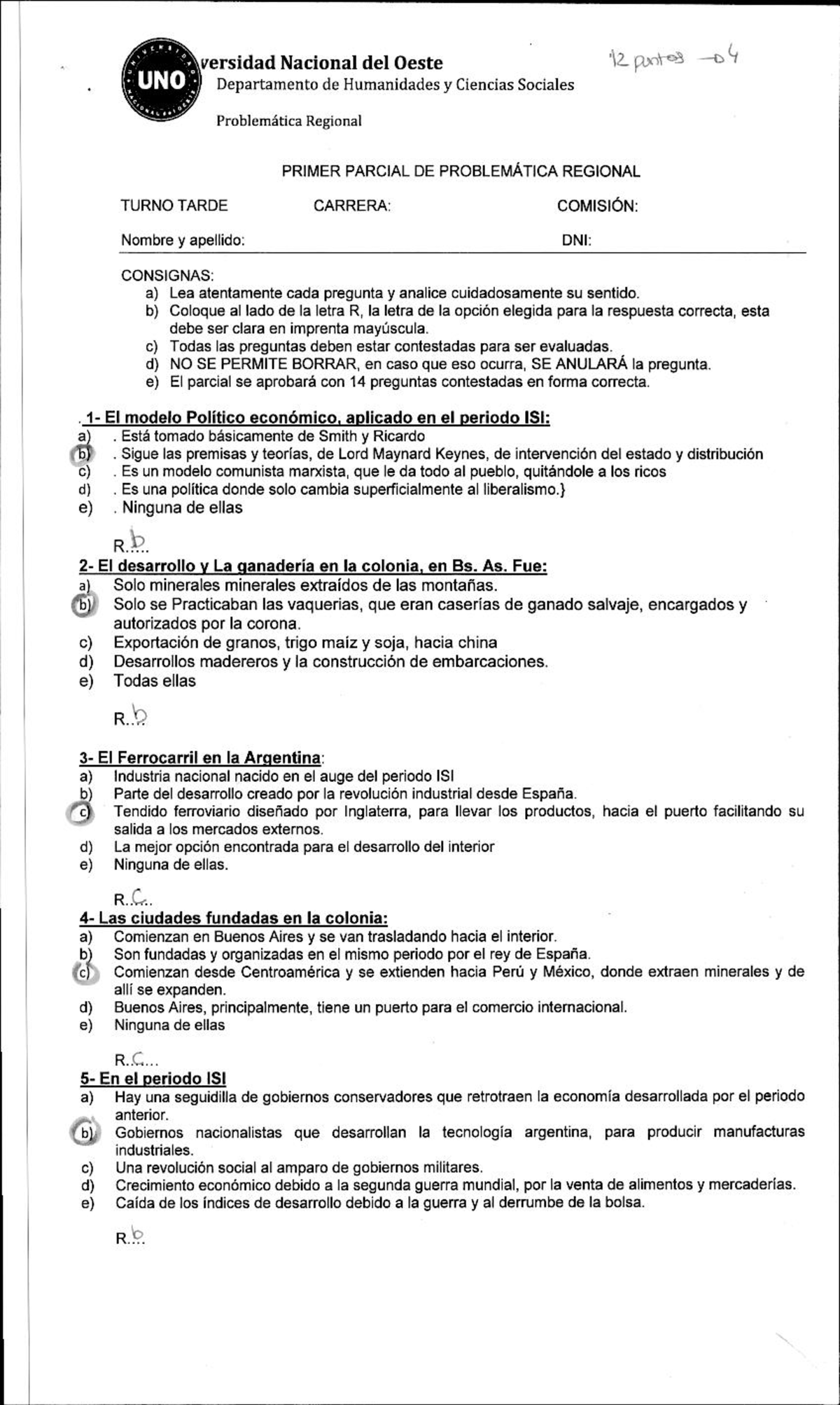 1ER Parcial de Problemática Regional - SEPT 2022 - Universidad Nacional ...