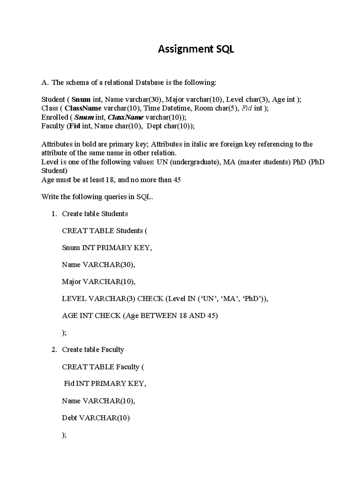 HW SQL2 - Database Exercise: Queries and Table Creation - Studocu