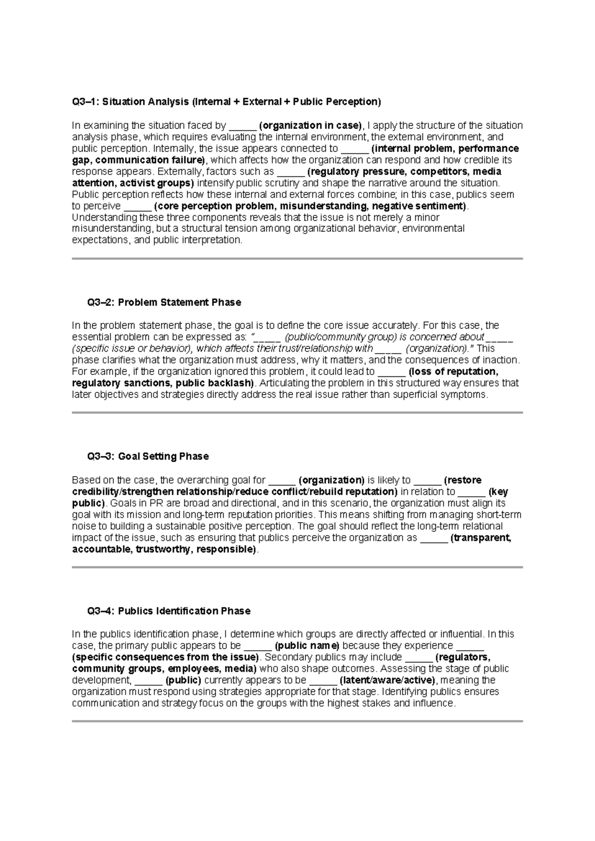 Q3–1 Situation Analysis (Internal + External + Public Perception) - Studocu