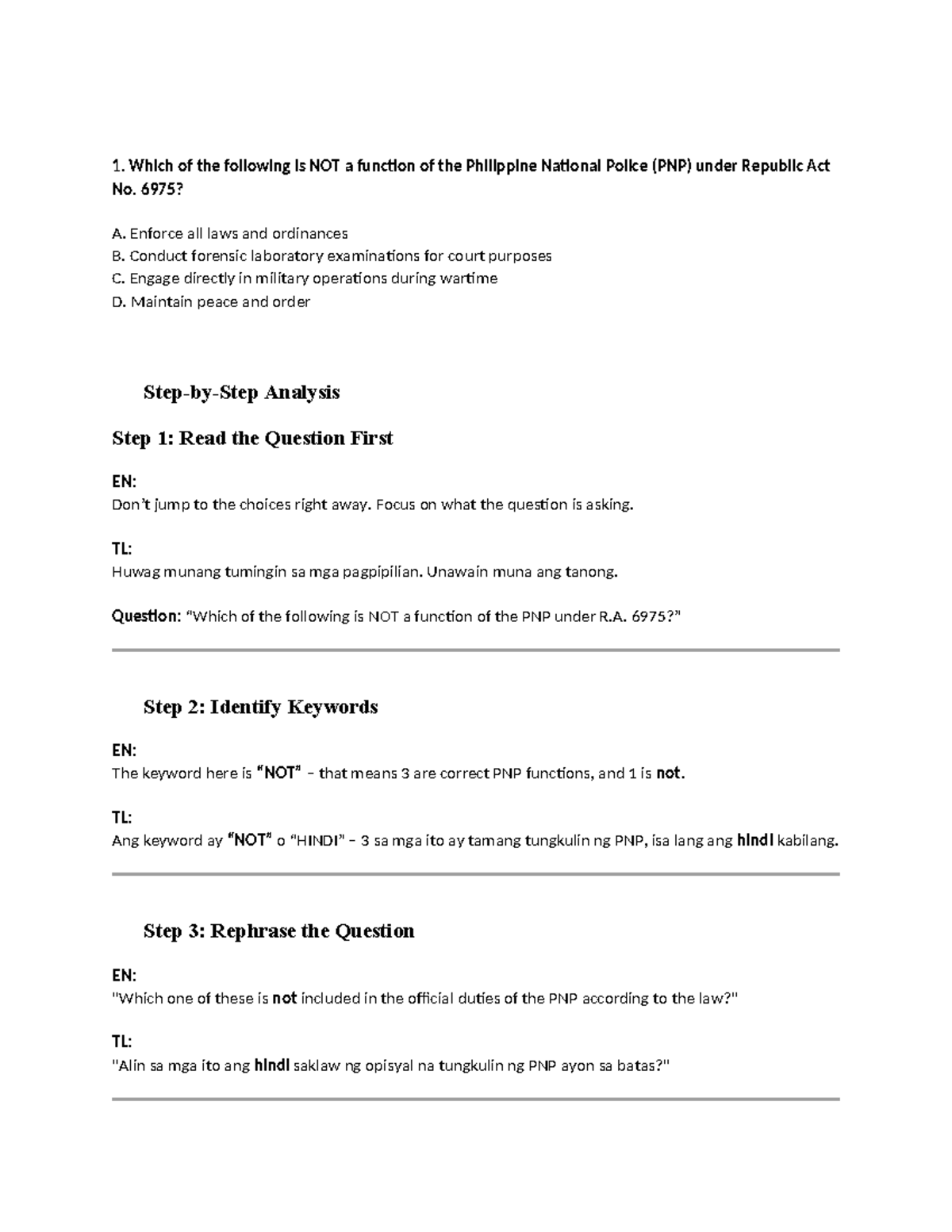 PNP Functions and Responsibilities: A Comprehensive Reviewer - Studocu