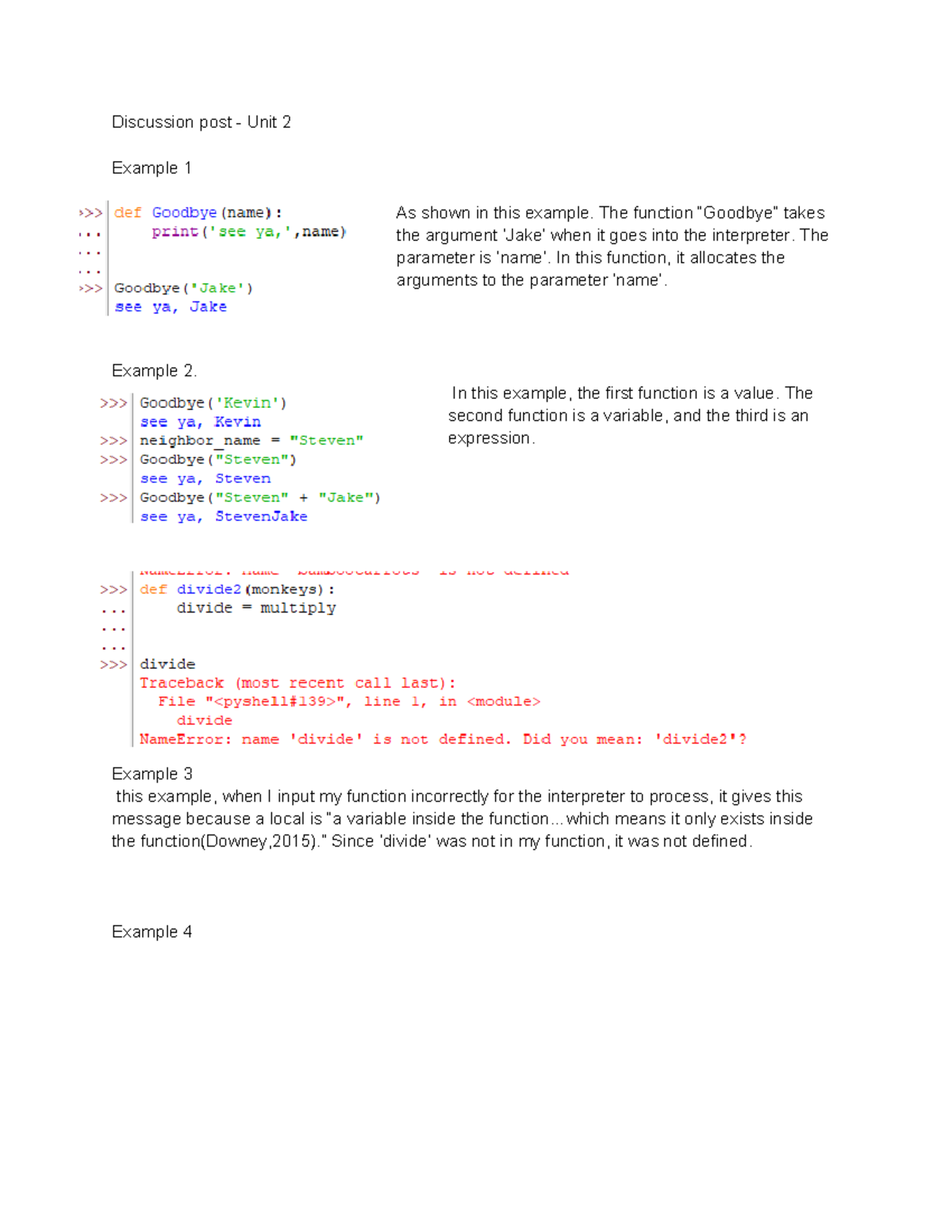 Unit 2 Discussion Post: Understanding Functions and Parameters - Studocu