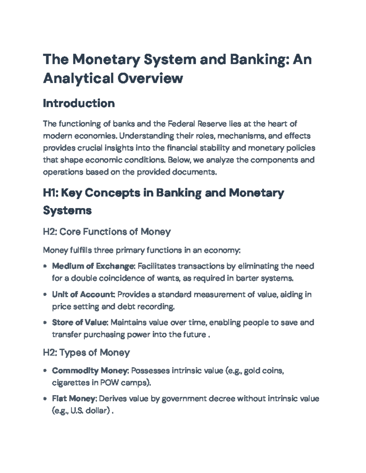 Monetary System and Banking: Analysis of Concepts and Policies - The ...