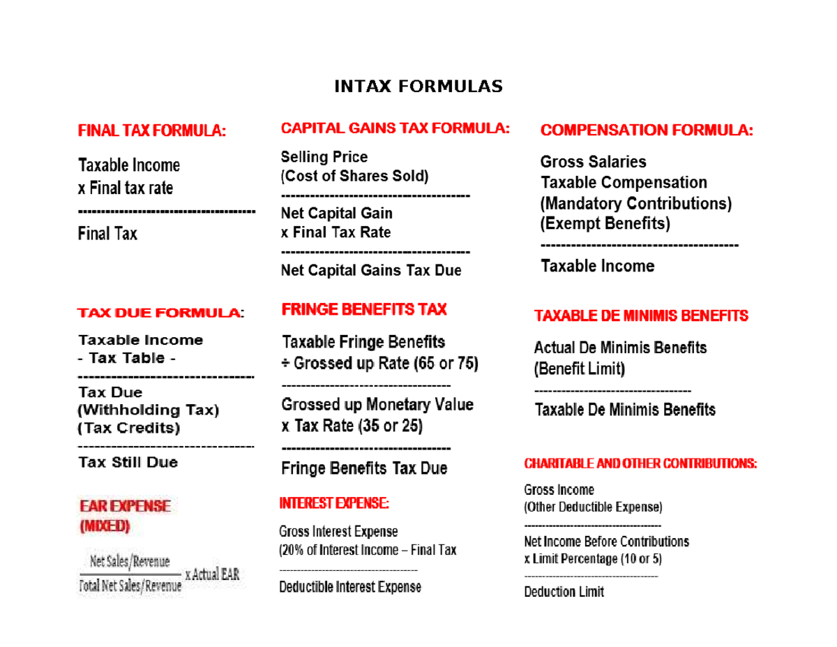 Intax Formulas - accountancy - INTAX FORMULAS COMPENSATION FORMULA ...