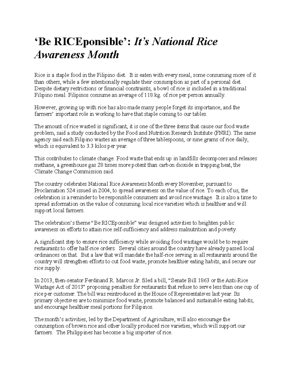 Narrative Report on National Arts Month Celebration 2022 - Studocu