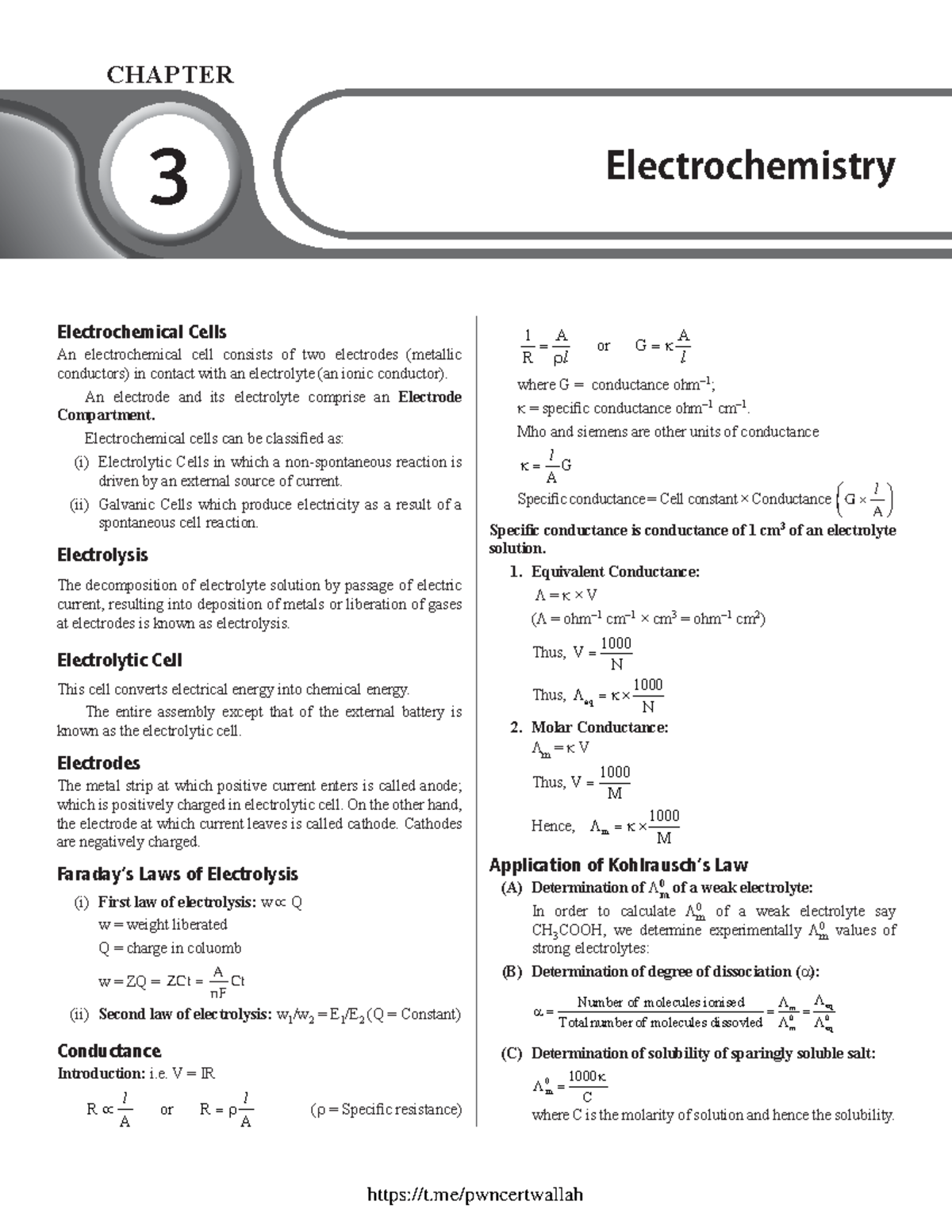 03 Electrochemistry - Class notes for short time revision - CHAPTER 3 ...