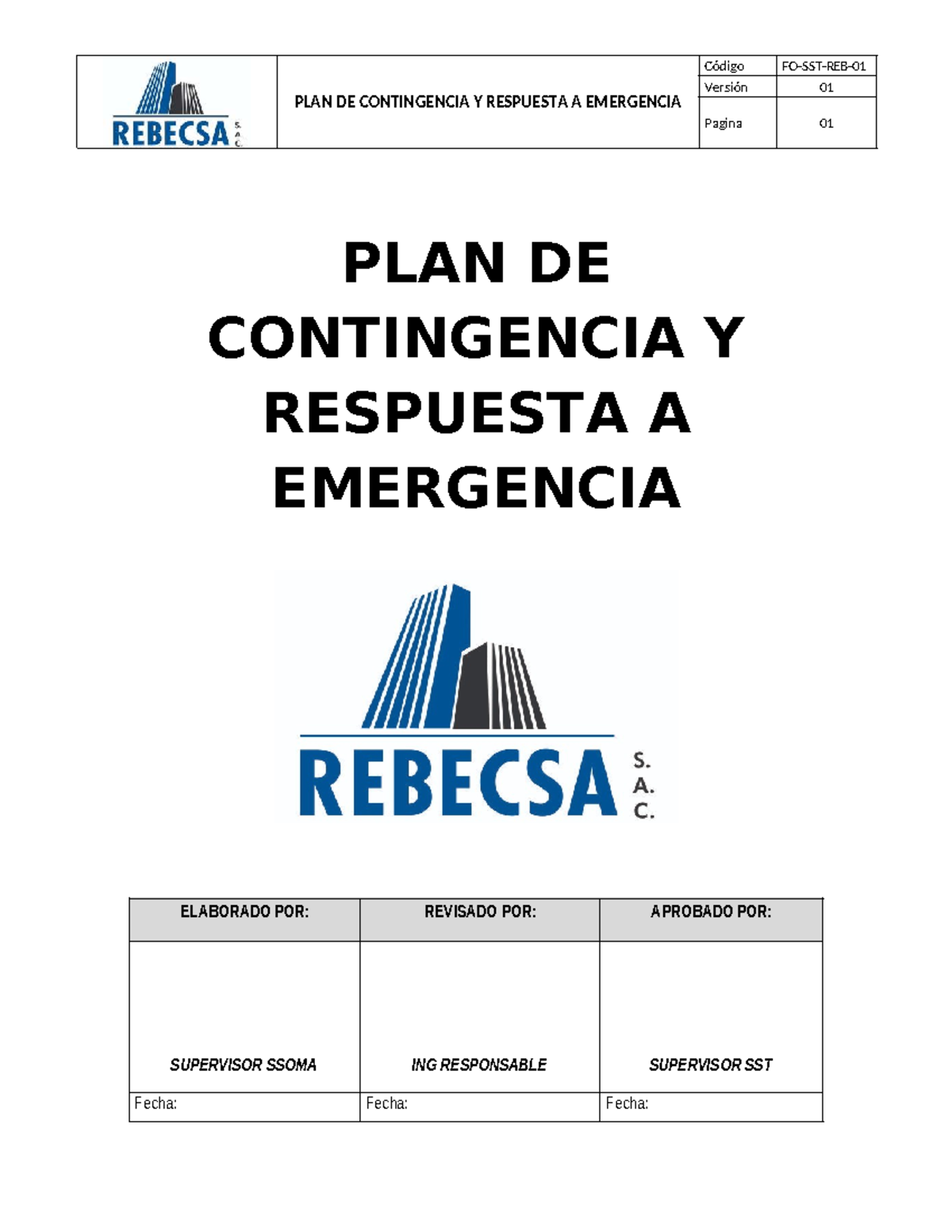 Plan de Contingencia y Respuesta a Emergencias - REB 1.F - Studocu