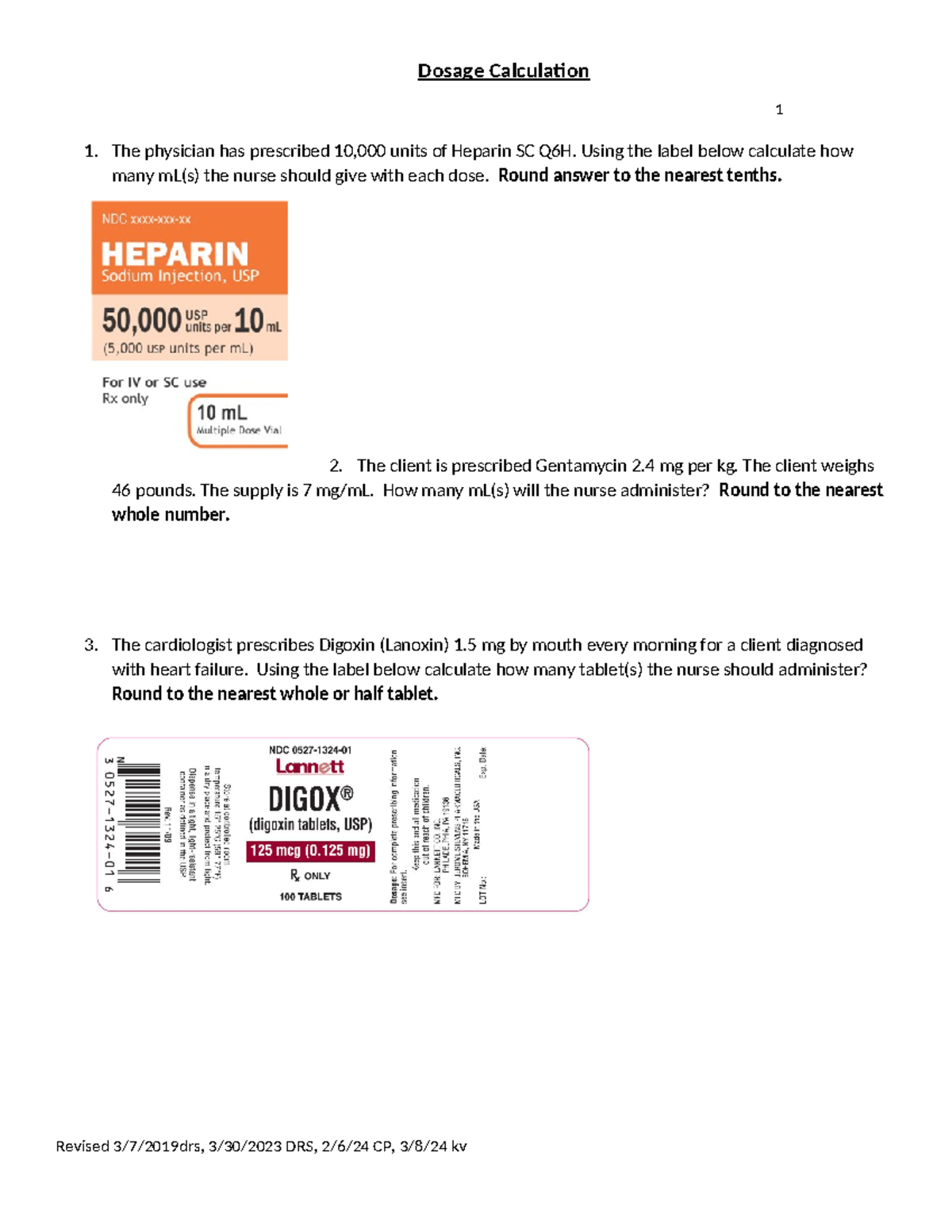 Dosage Calculation Practice Packet for Nursing (NUR 101) - Studocu