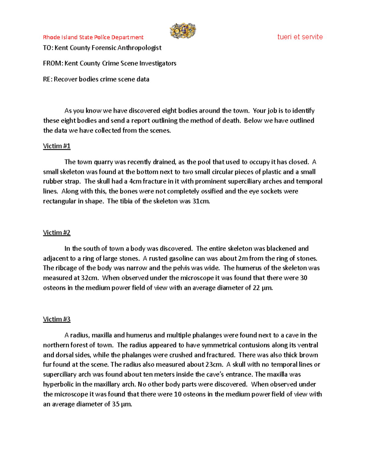 Forensic Analysis of Skeletal Remains - Rhode Island Case Study - Rhode ...