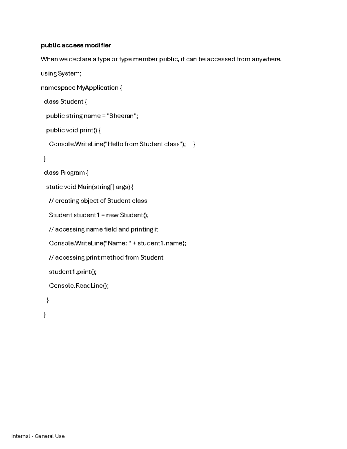 OOPS Concepts in C# and .NET: Access Modifiers & Inheritance - Studocu