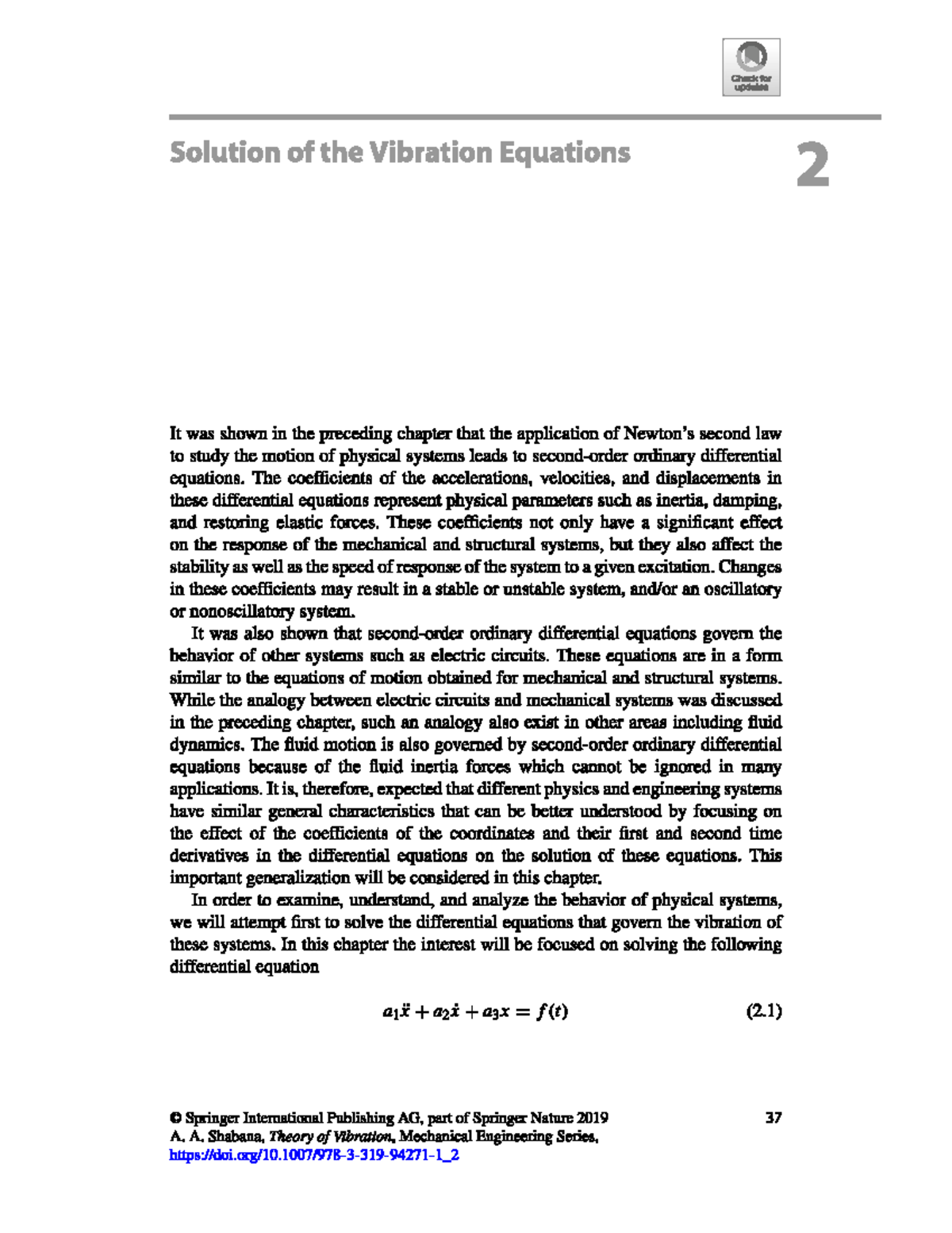 Solution of Vibration Equations ODE Notes (ME 202) - Studocu