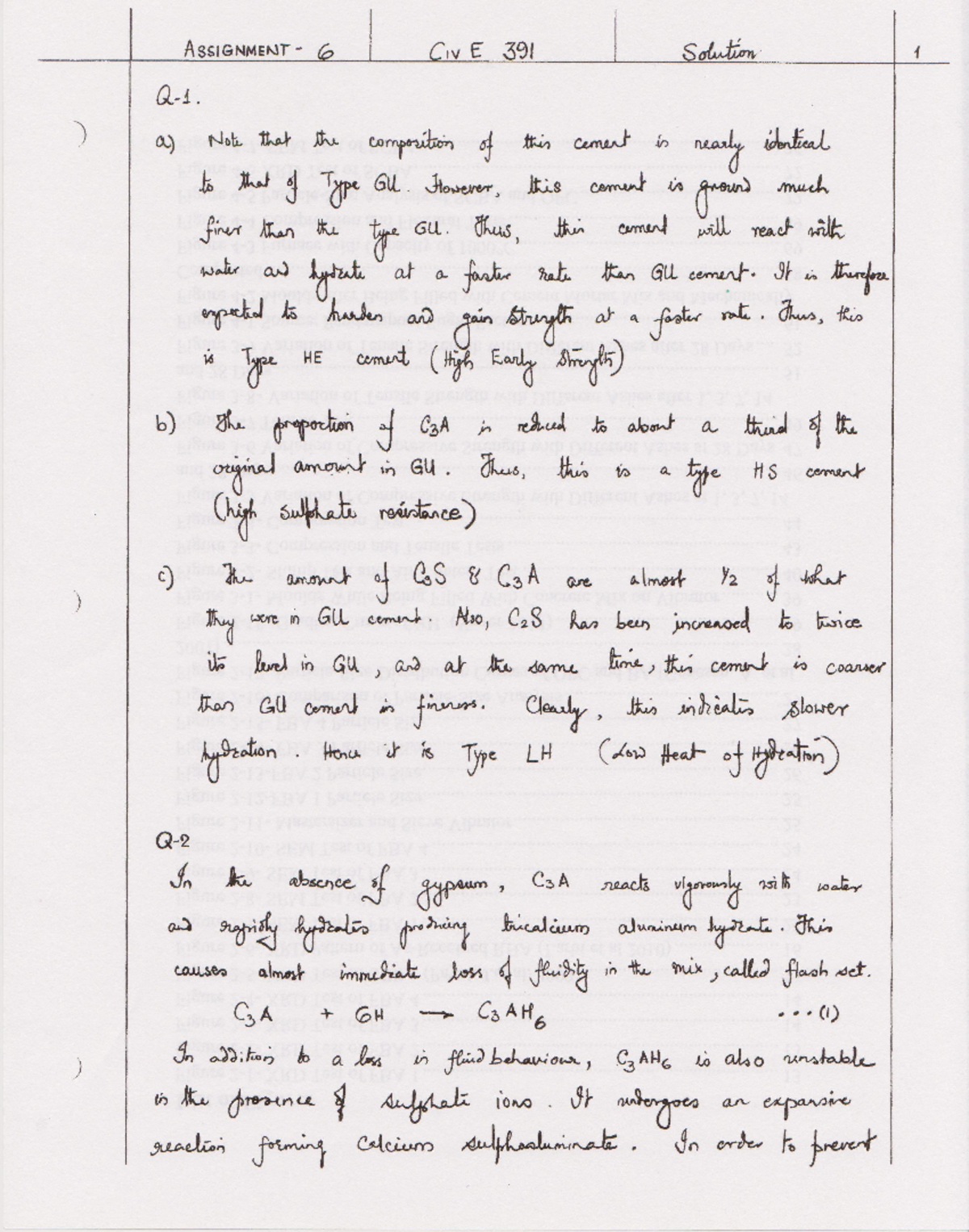 Assignment Solution - Set - 06 - ASSIGNMENT 6 Civ E 391 Solution 1 a ...