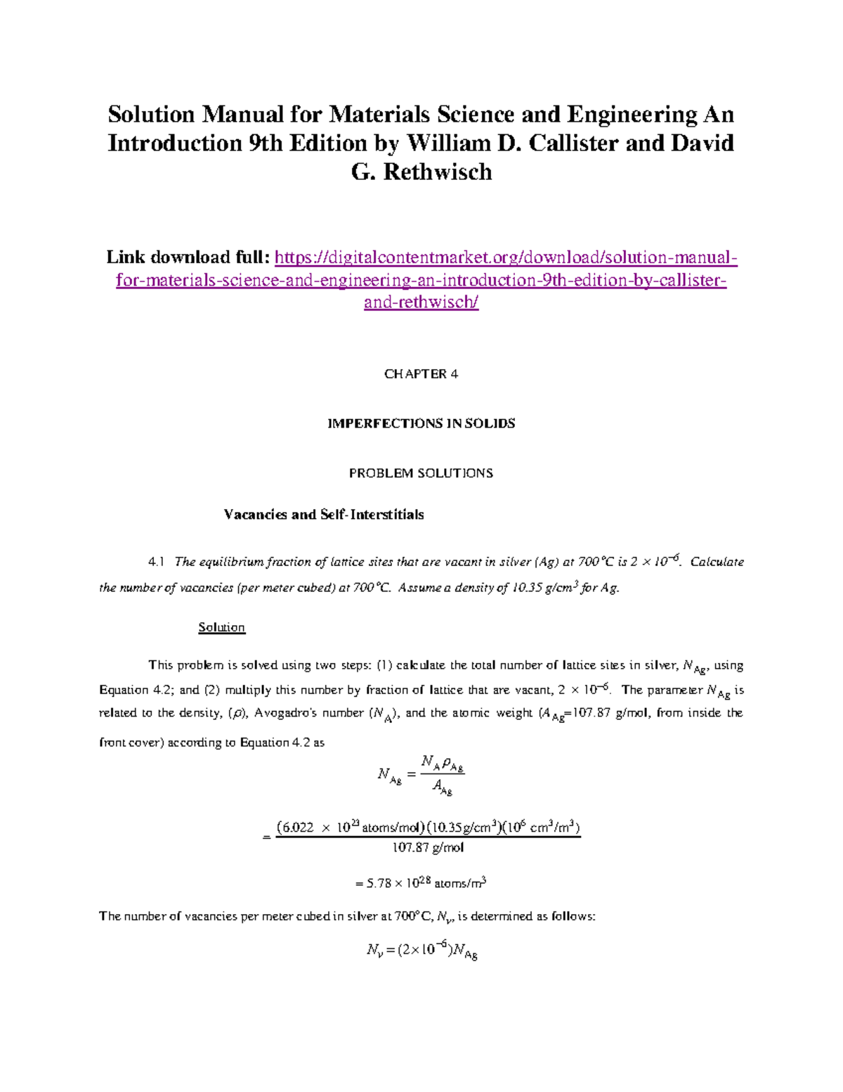 Chap4 sol - chapter 4 - Solution Manual for Materials Science and ...