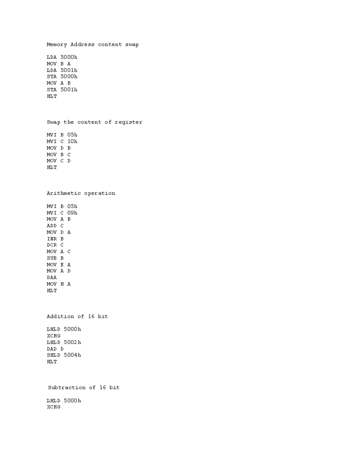 Memory Address Content Swap and Arithmetic Operations - CS101 - Studocu