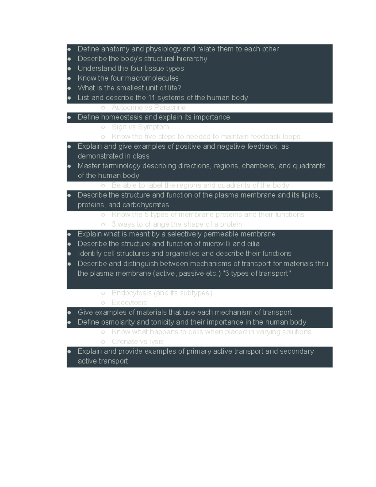 Anatomy and Physiology Overview - Lecture Notes - Studocu