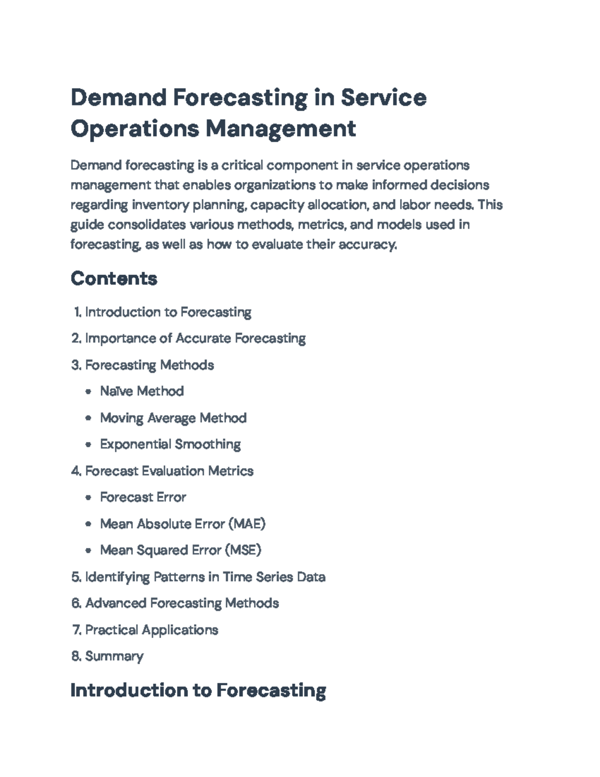 Demand Forecasting in Service Operations Management - OPM 3000 Guide ...