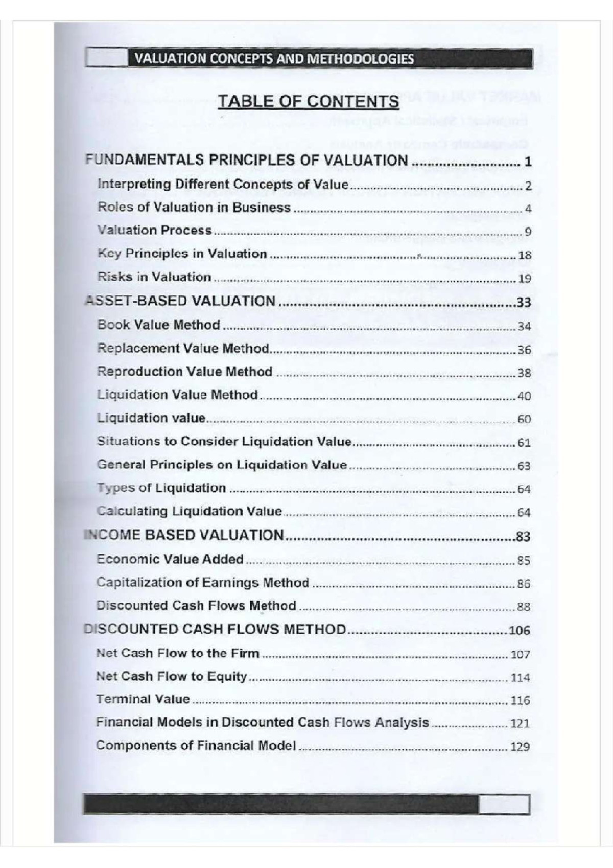 Valcm - Valuation Concepts and Methodologies Overview - Studocu