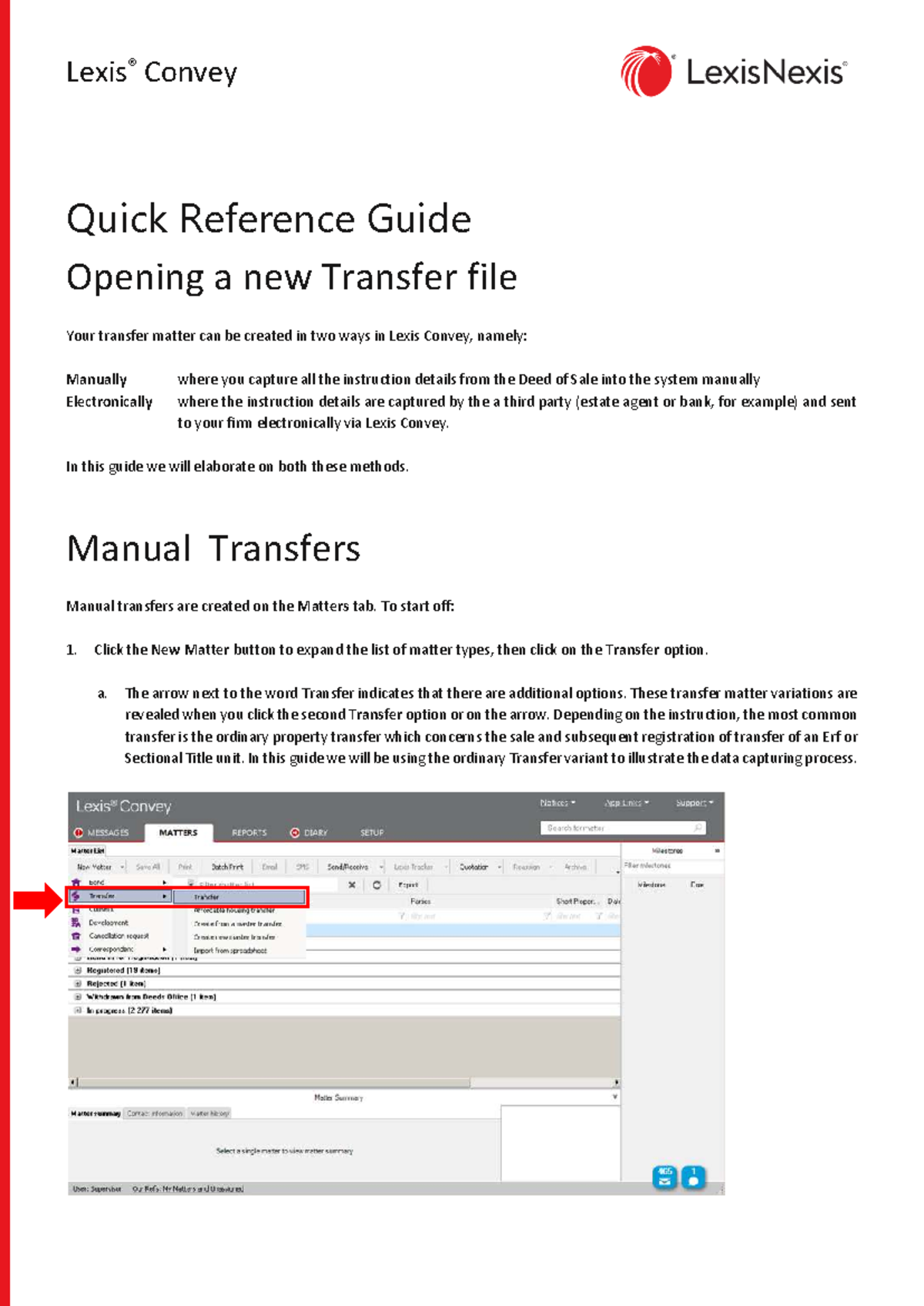 Lexis Convey Transfer File Guide: Opening & Managing Transfers - Studocu