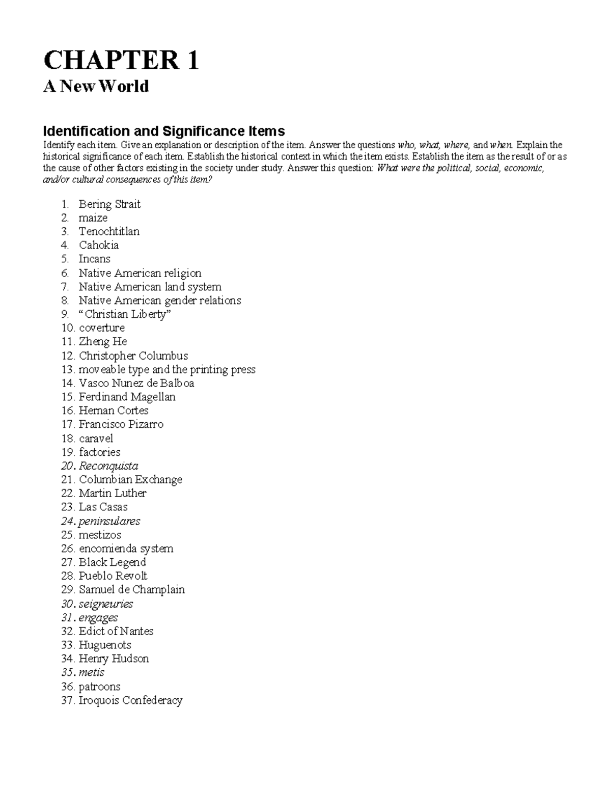 APUSH - Chapter 1 Terms & Significance Analysis Notes - Studocu