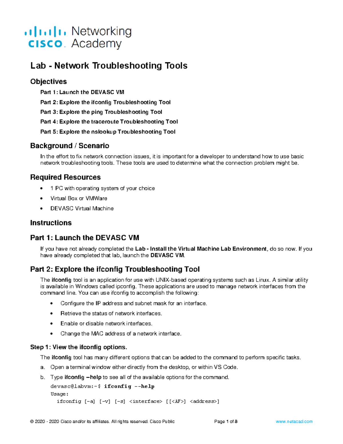 Lab 5: Exploring Network Troubleshooting Tools with DEVASC VM - Studocu