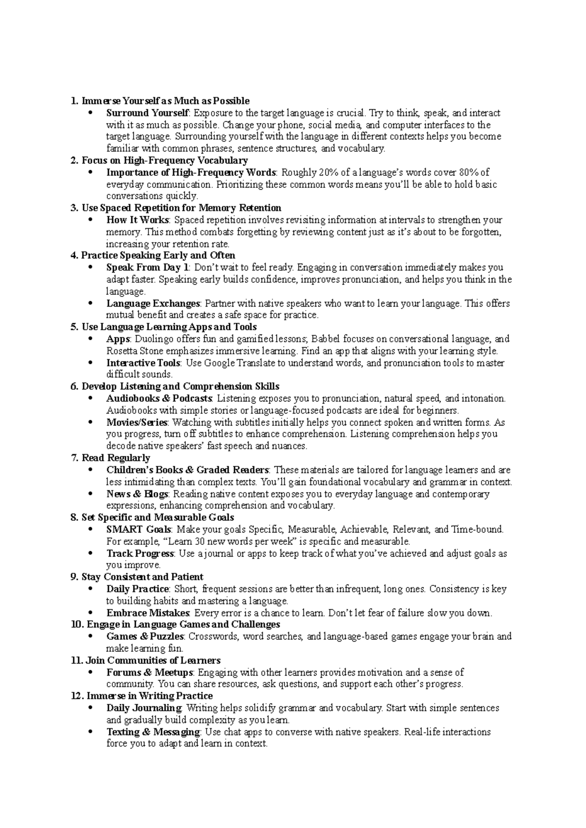 Effective Strategies for Language Learning: A Comprehensive Guide - Studocu