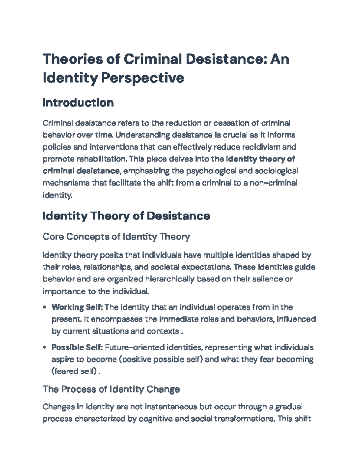 Identity Theory of Criminal Desistance: An In-Depth Analysis - Theories ...