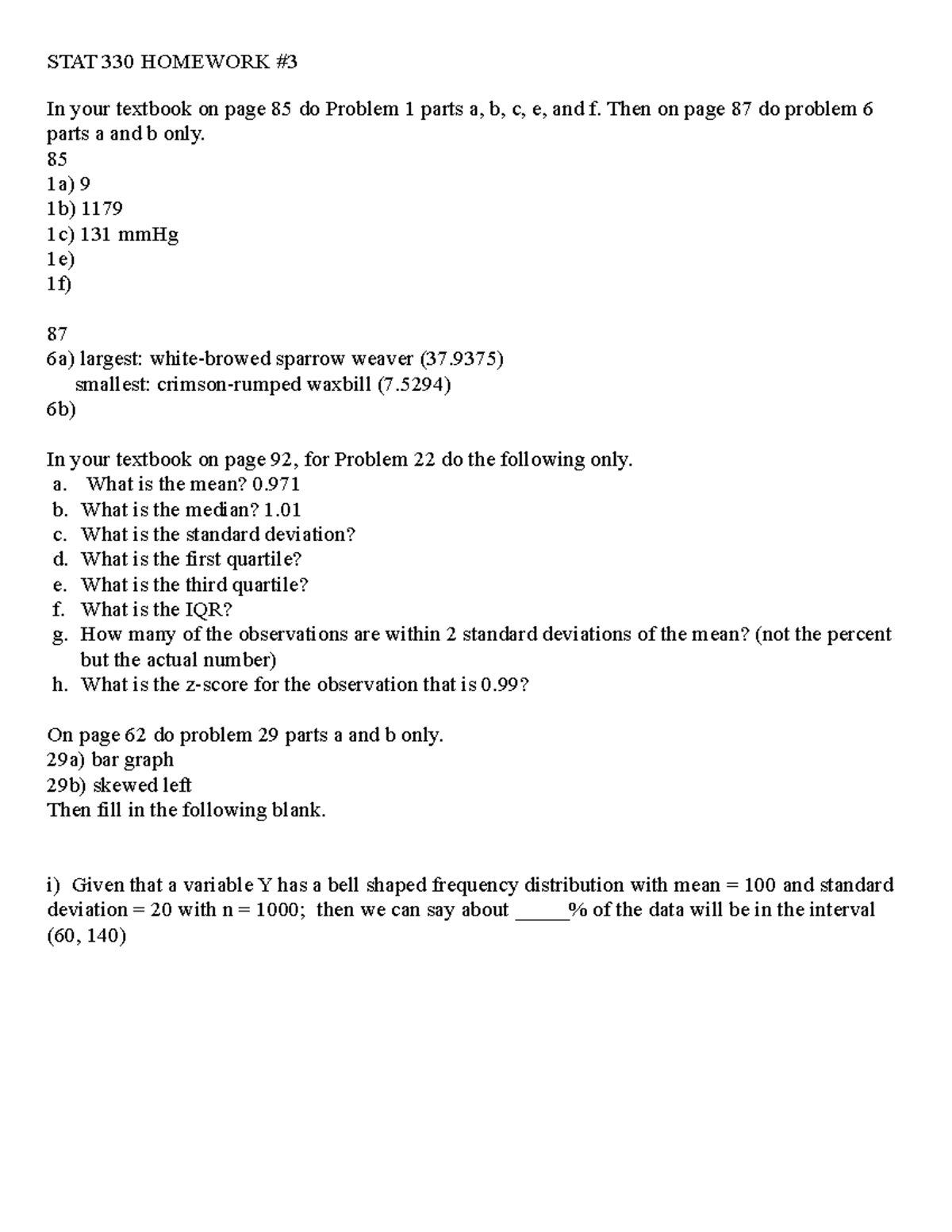 STAT 330 HW3 - Worksheets and Problems from Textbook Guide - Studocu