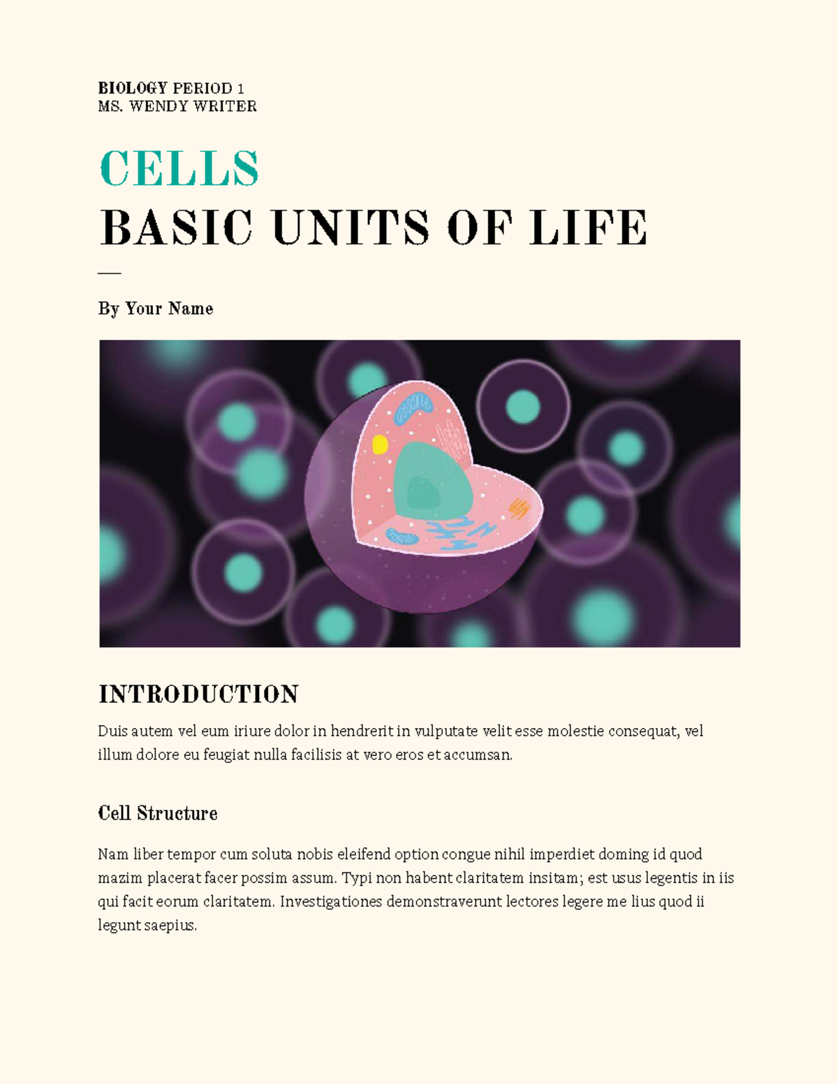 BIOLOGY PERIOD 1: ESSAY ON CELL STRUCTURE AND FUNCTION - Studocu