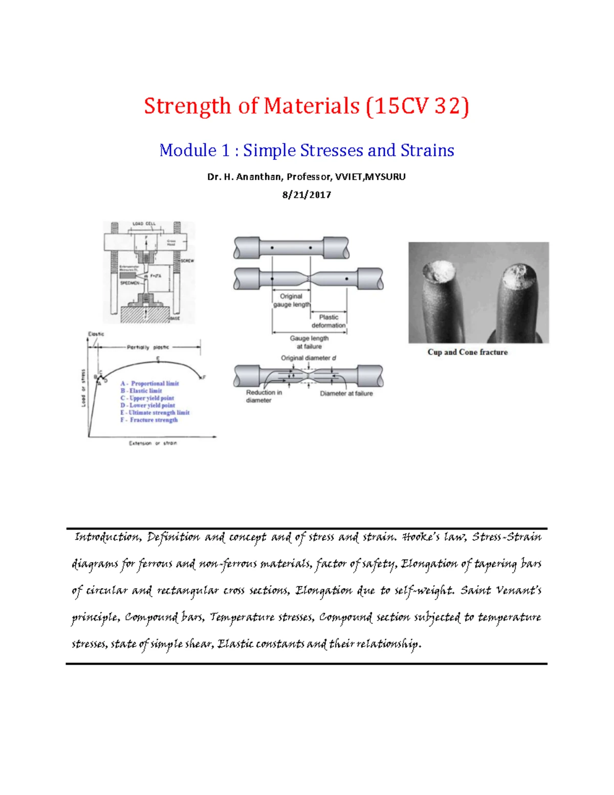 CE3491 - Comprehensive Guide to Strength of Materials Concepts - Studocu