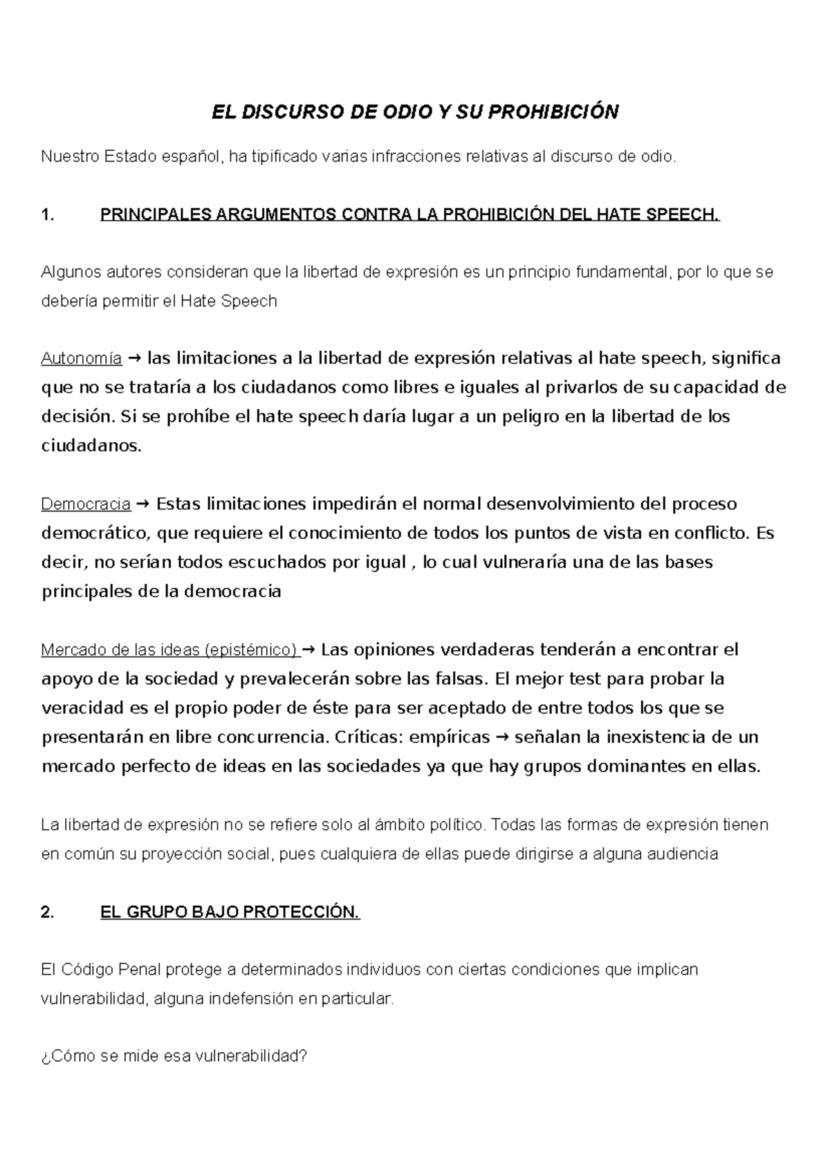 EL Discurso DE ODIO Y SU Prohibición - EL DISCURSO DE ODIO Y SU ...