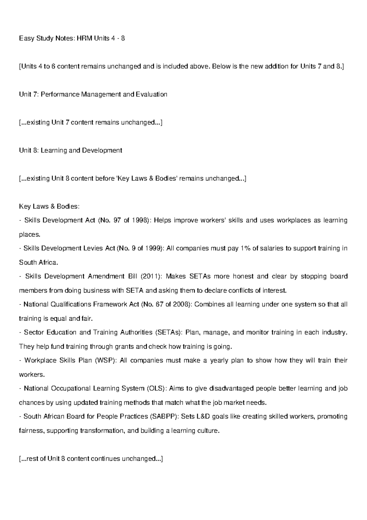 HRM Units 7 to 8 Complete Cleaned Guide - Easy Study Notes: HRM Units 4 ...