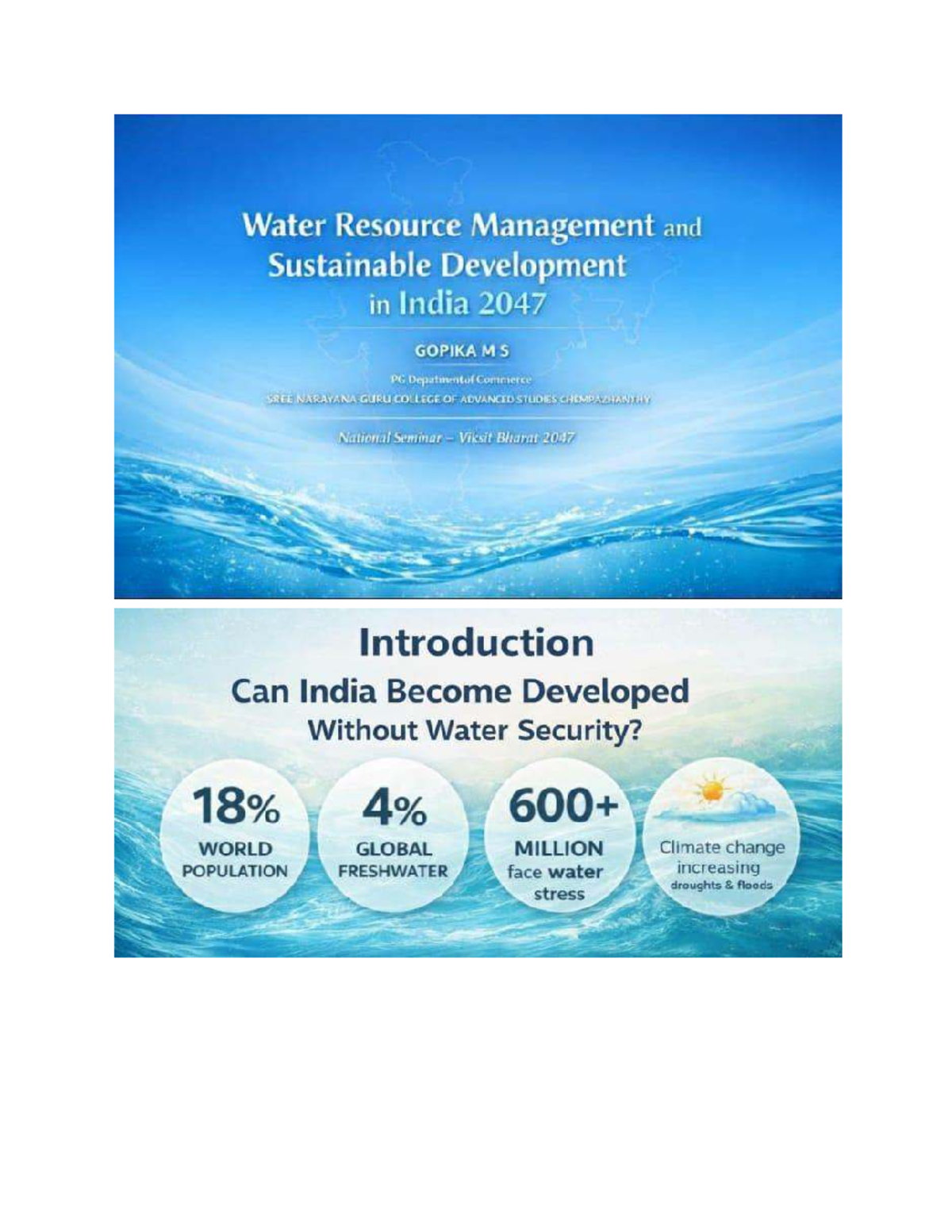Water Resource Management & Sustainable Dev. in India 2047 - Seminar ...