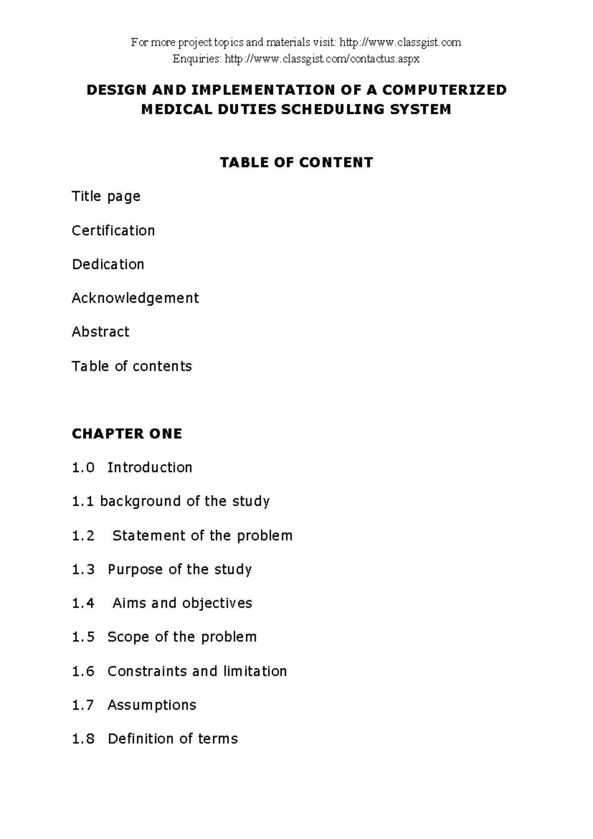 Design AND Implementation OF Computerized Medical Duties Scheduling ...