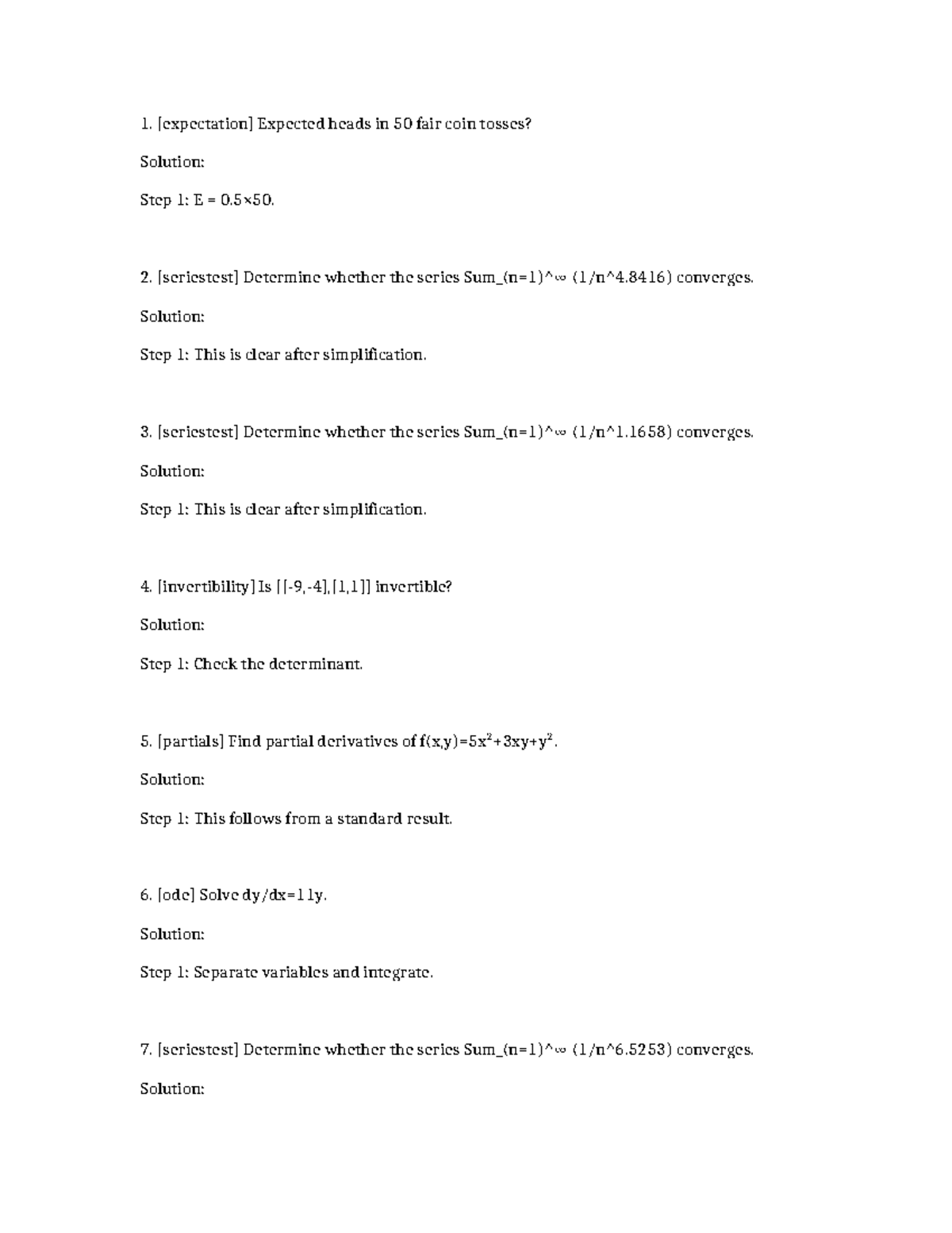 Math 1435 - Solutions to Convergence and Derivative Problems - Studocu