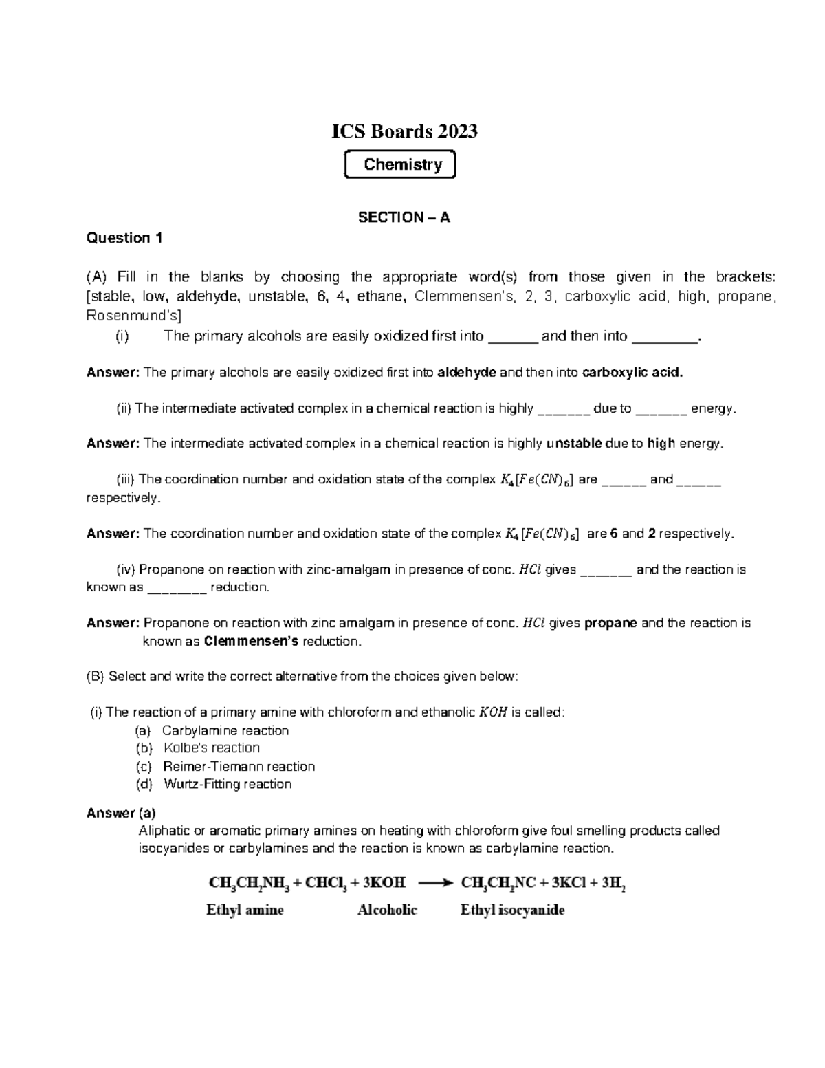 2023 Chemistry Final Exam Notes - ICS Boards Guide - Studocu