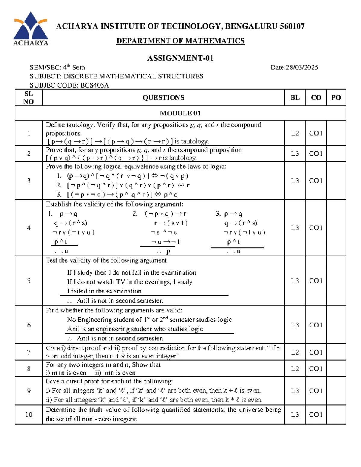 BCS405A DMS Fourth Semester Exam July 2025 - Discrete Math Structures ...