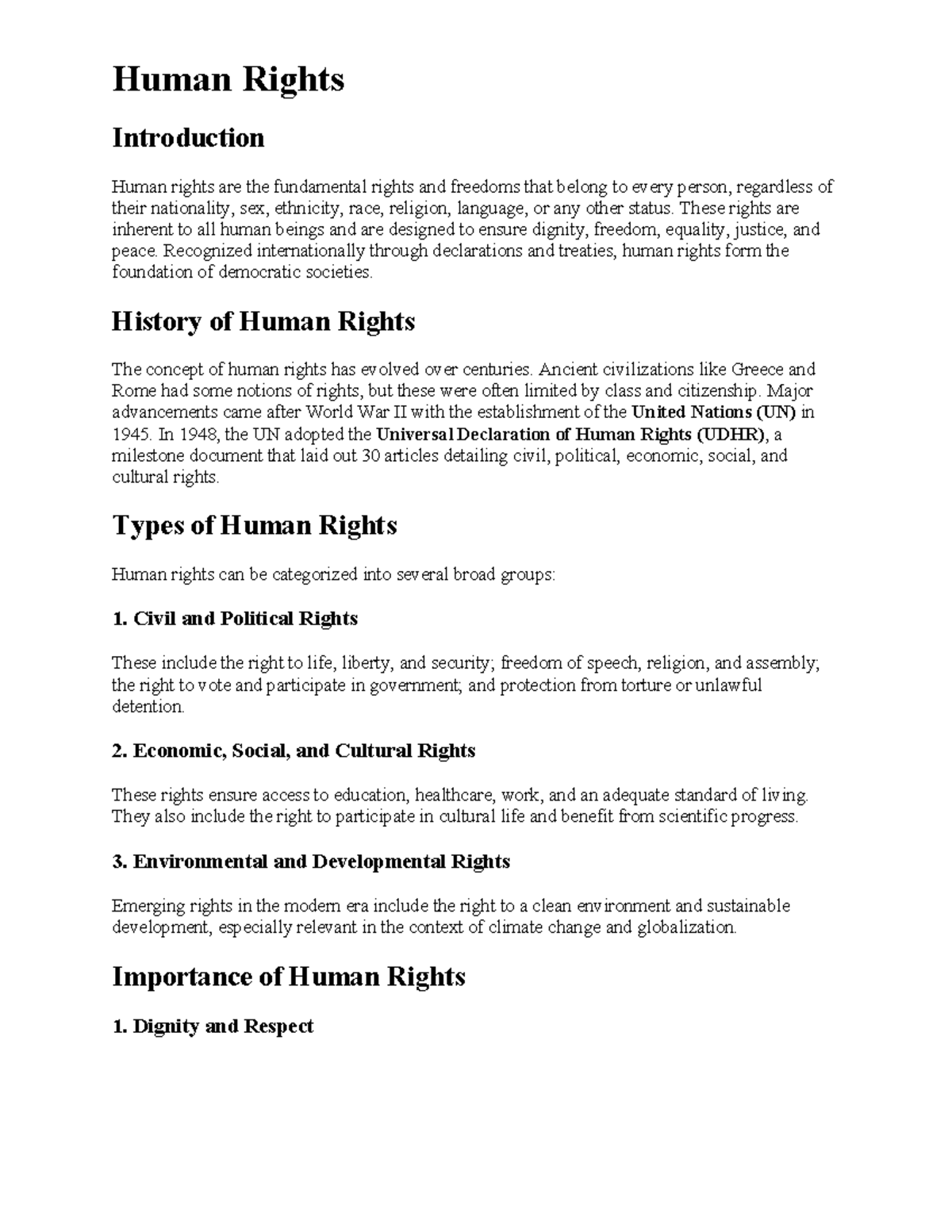 Human Rights Overview: Concepts, Importance, and Challenges - Studocu