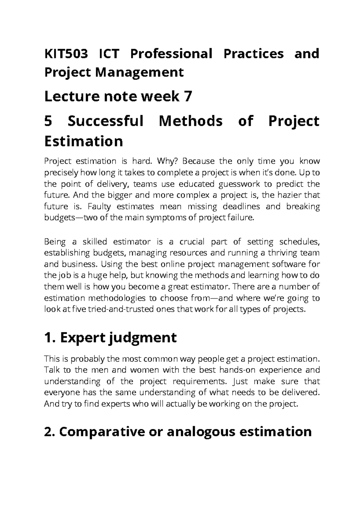 KIT503 ICT Professional Practices and Project Management 5 Successful ...