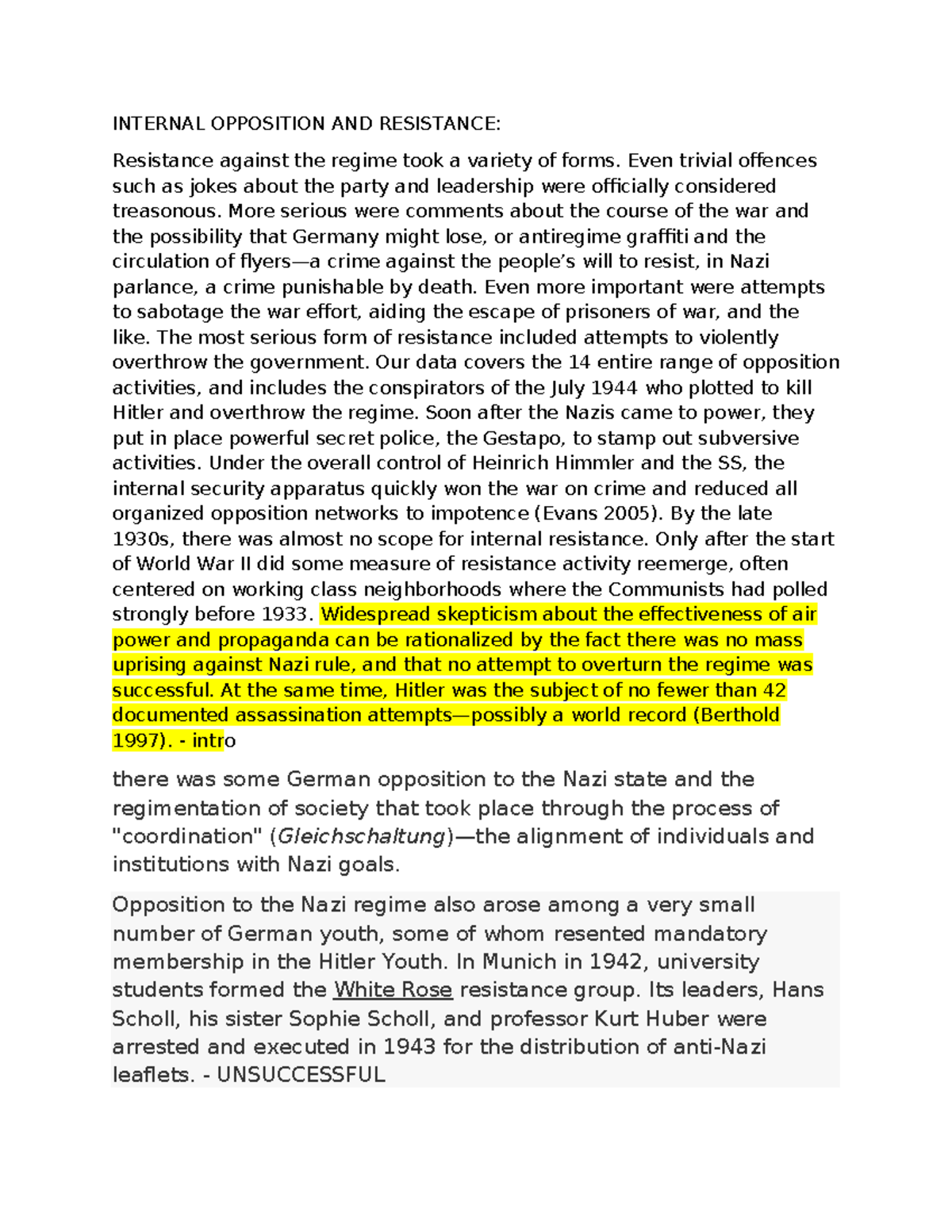 Internal Opposition AND Resistance - INTERNAL OPPOSITION AND RESISTANCE ...