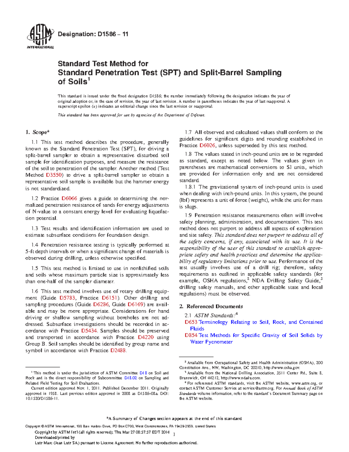 ASTM D1586 Standard Penetration Test (SPT) and Sampling Method - Studocu