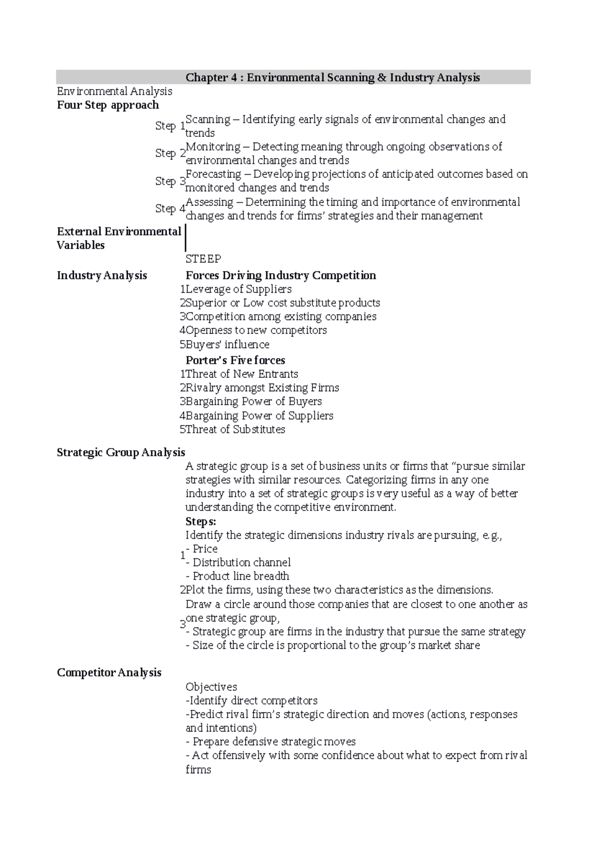 Strategic Management (SM) - Chapter 4: Environmental Scanning ...