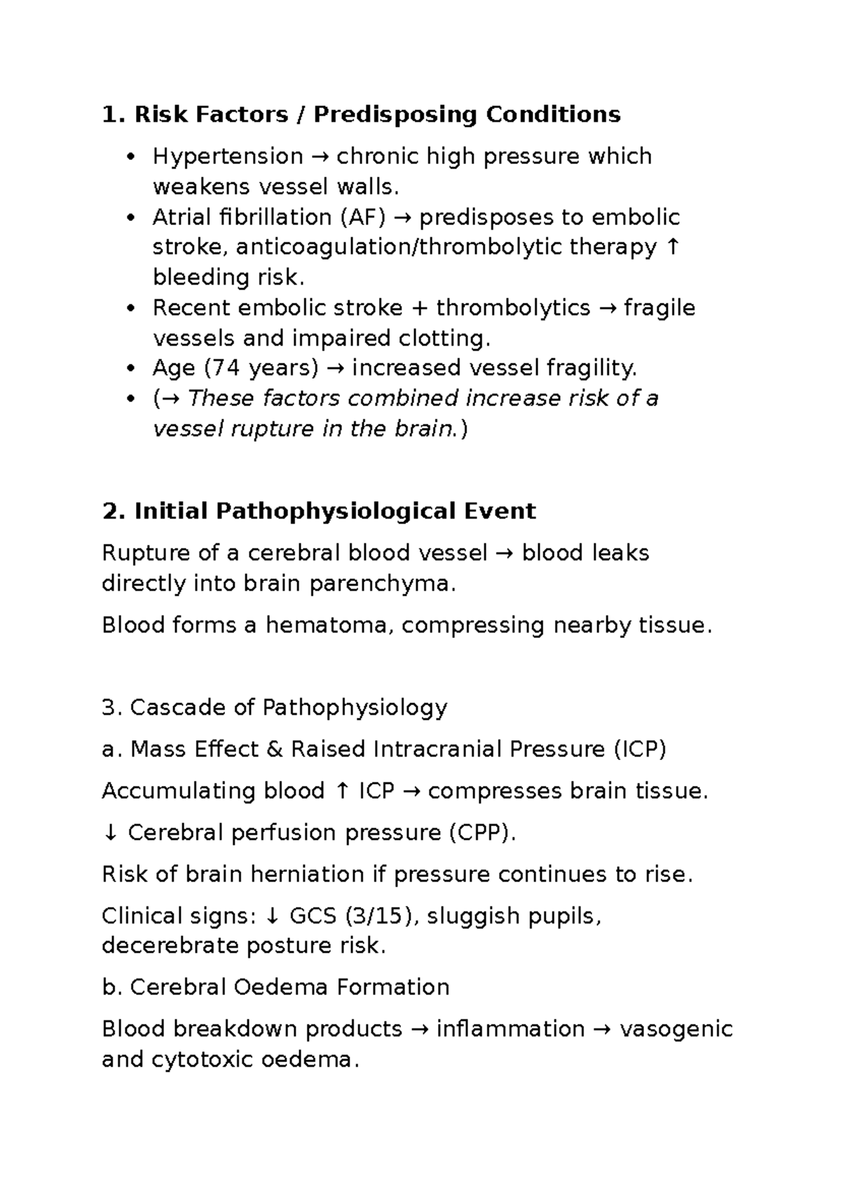 Week 6 Concept Map: Pathophysiology of Cerebral Hemorrhage - Studocu