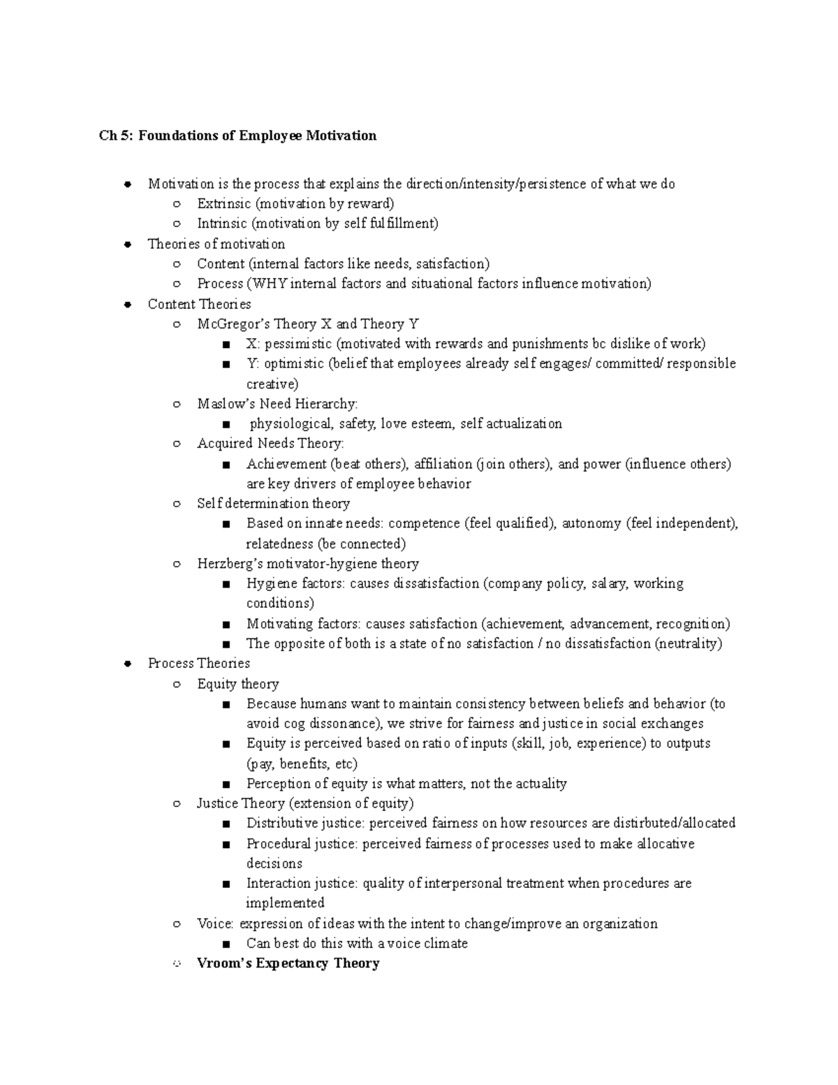 Ch 5: Key Theories of Employee Motivation and Job Design - Studocu