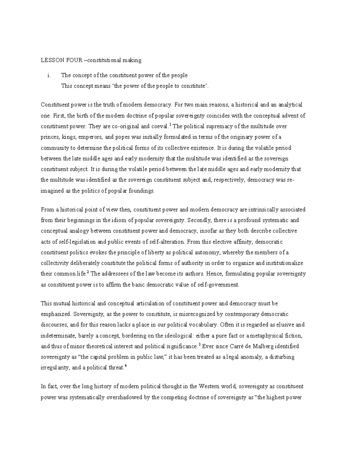 Constitutional Theory Class Notes: The Concept of Constituent Power ...