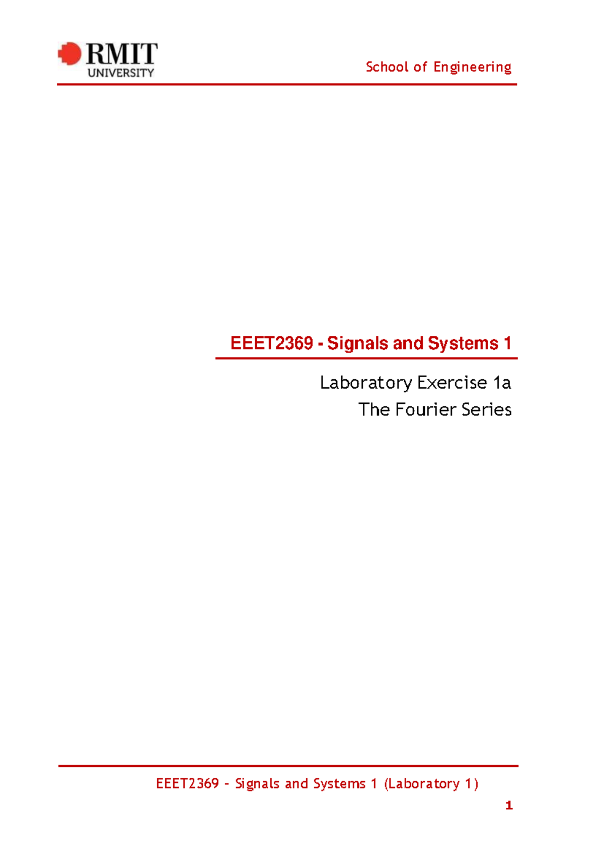 EEET2369 Signals and Systems 1 Lab 1a: Fourier Series Analysis - Studocu