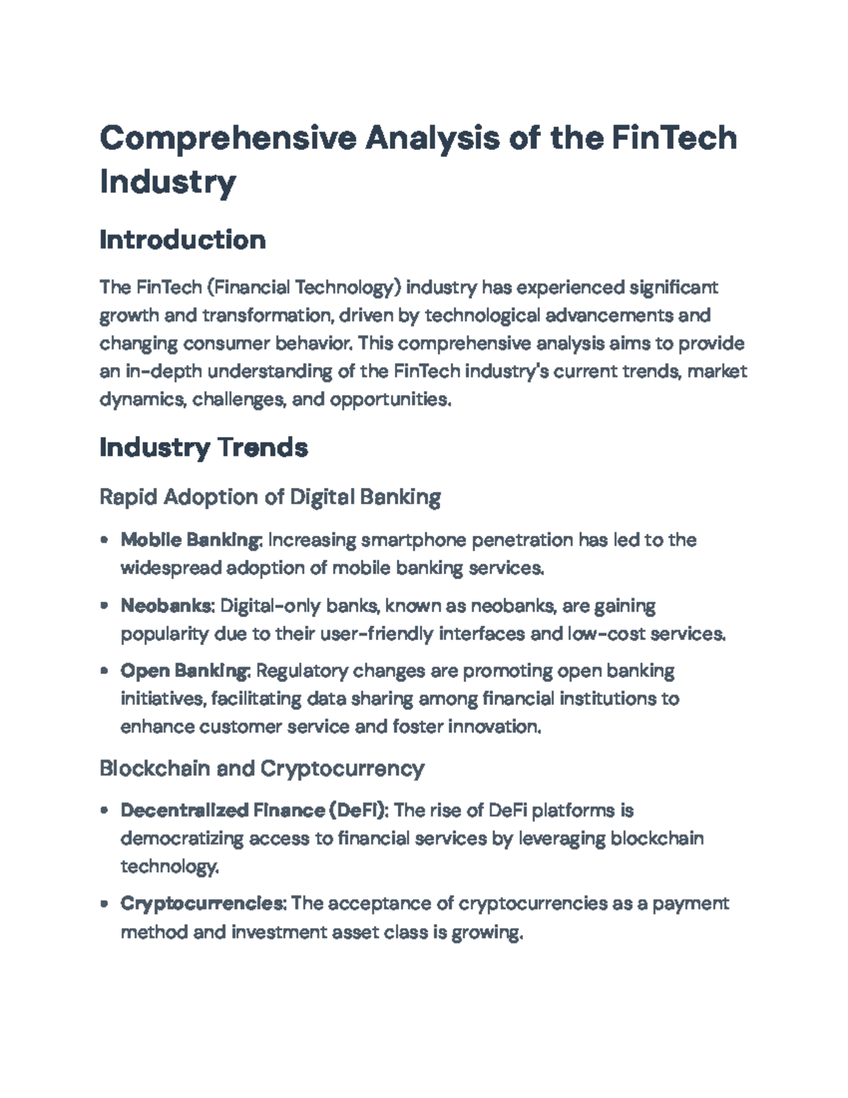Comprehensive Analysis of the FinTech Industry Trends and Challenges ...