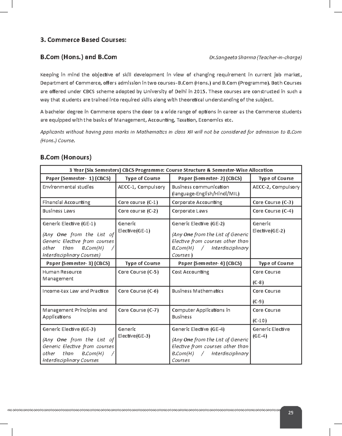 B.Com (Hons.) & B.Com Programme Overview: Skill Development Focus - Studocu